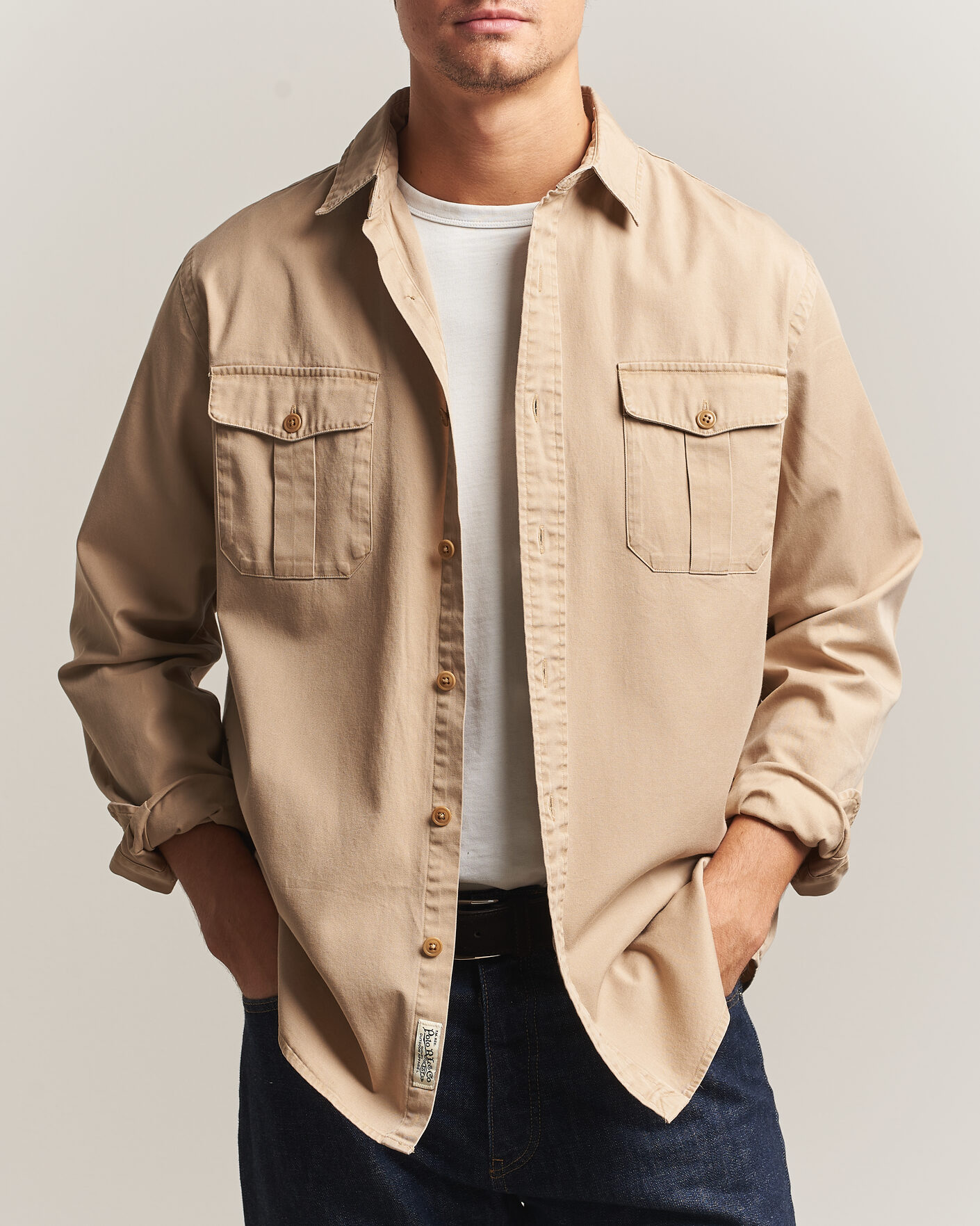 Herre | Skjorter | Polo Ralph Lauren | Litchfield Washed Chino Overshirt Vintage Khaki