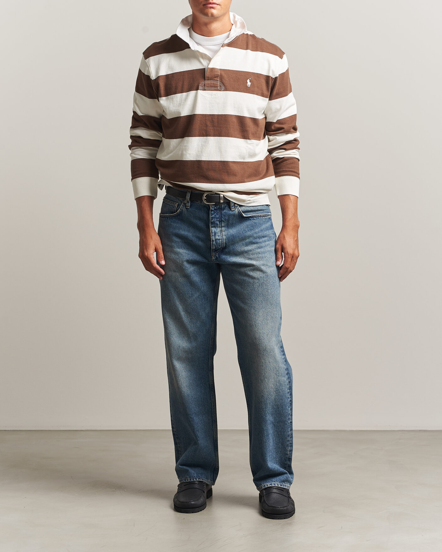 Herre | Trøjer | Polo Ralph Lauren | Striped Jersey Rugger Cream/Brown