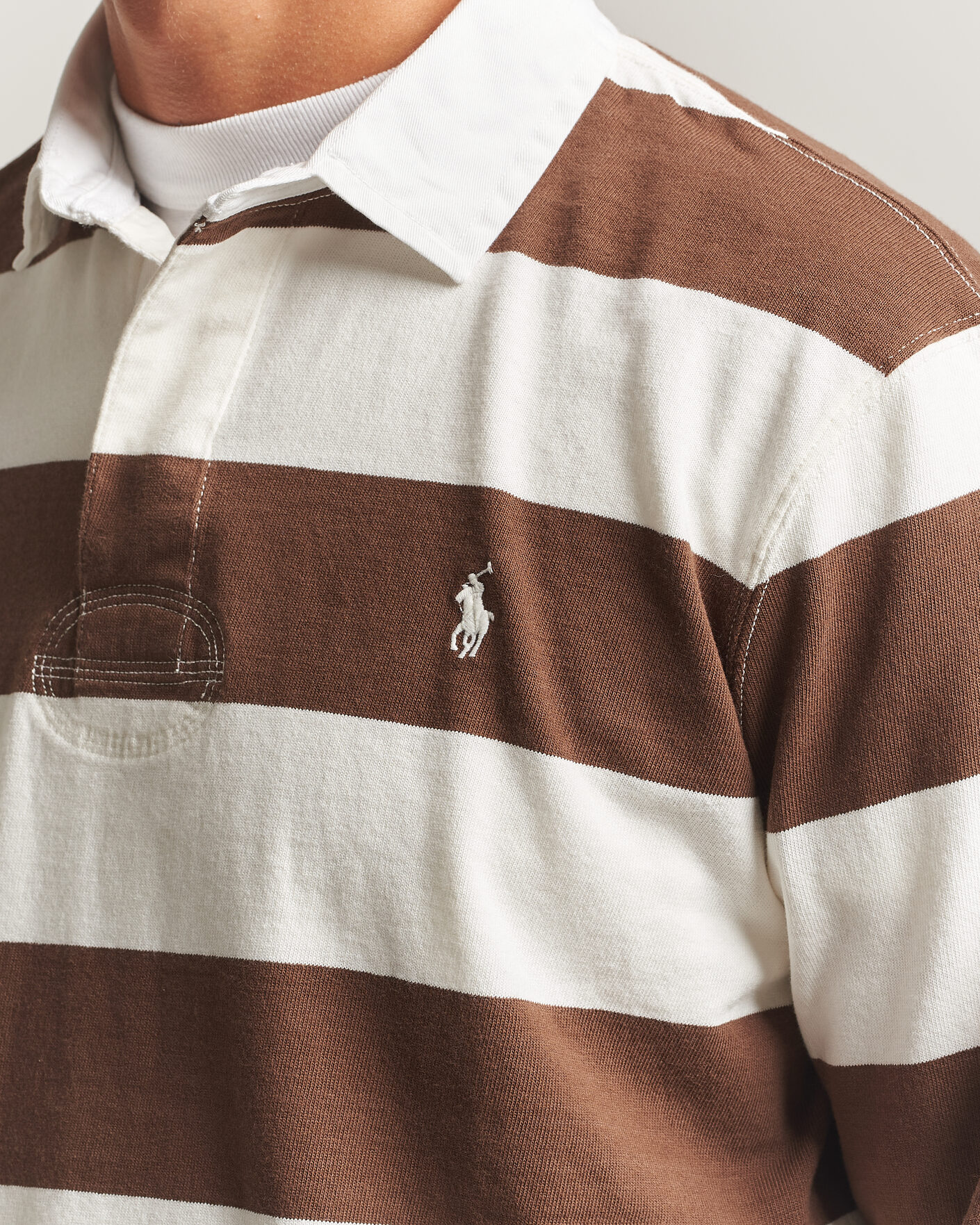 Herre | Trøjer | Polo Ralph Lauren | Striped Jersey Rugger Cream/Brown