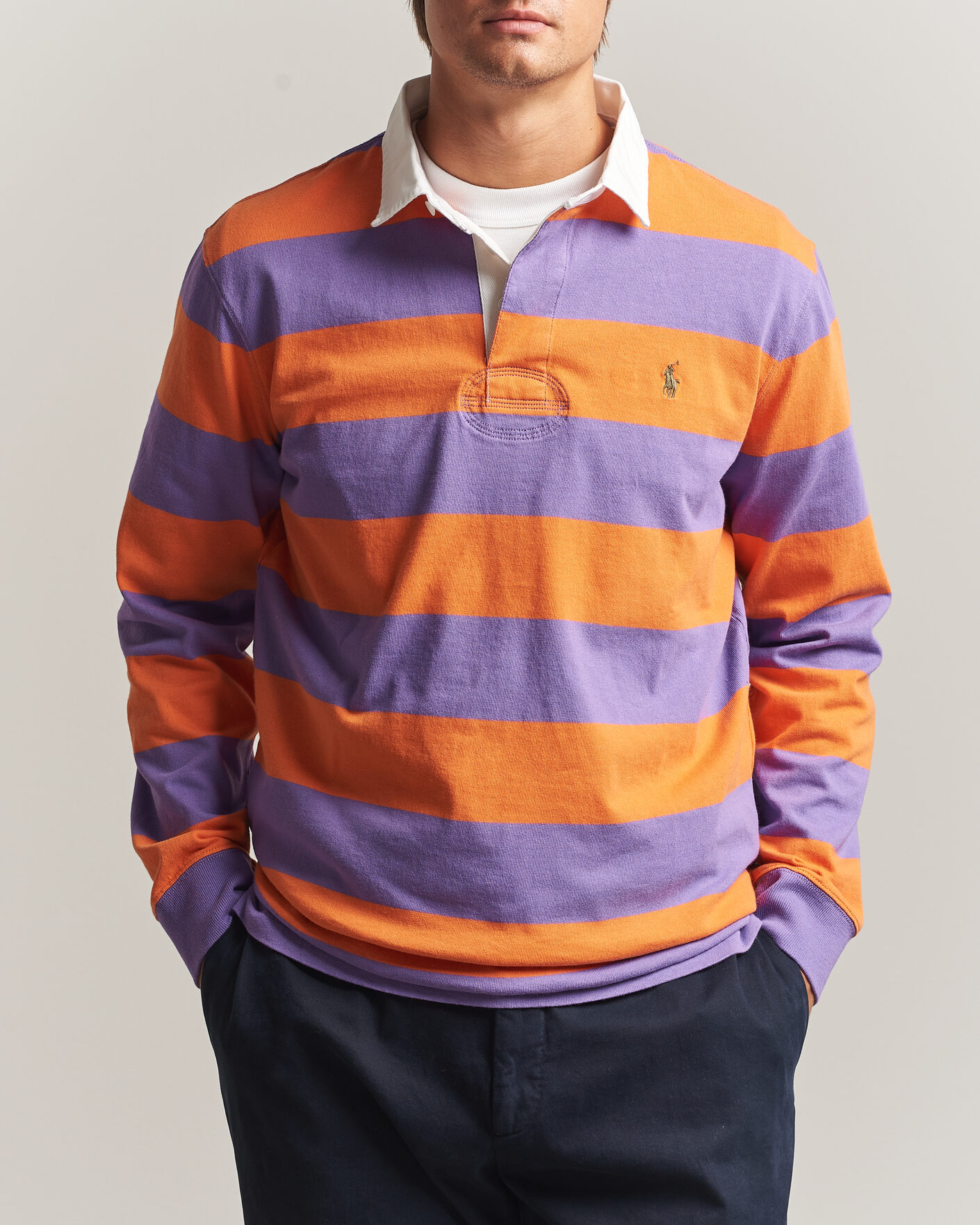 Herre | Trøjer | Polo Ralph Lauren | Striped Jersey Rugger Purple/Orange