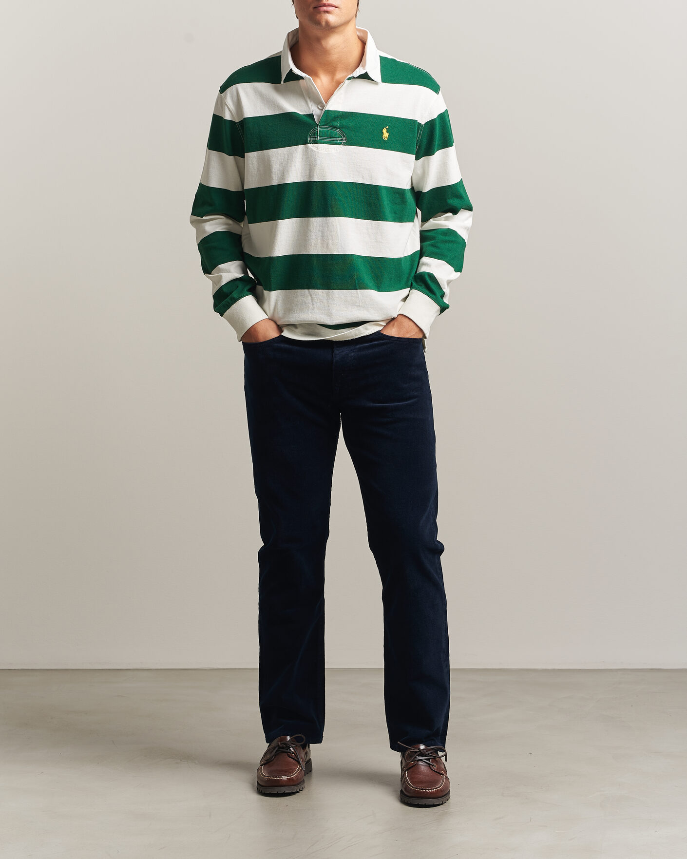 Herre | Trøjer | Polo Ralph Lauren | Striped Jersey Rugger Cream/Forest