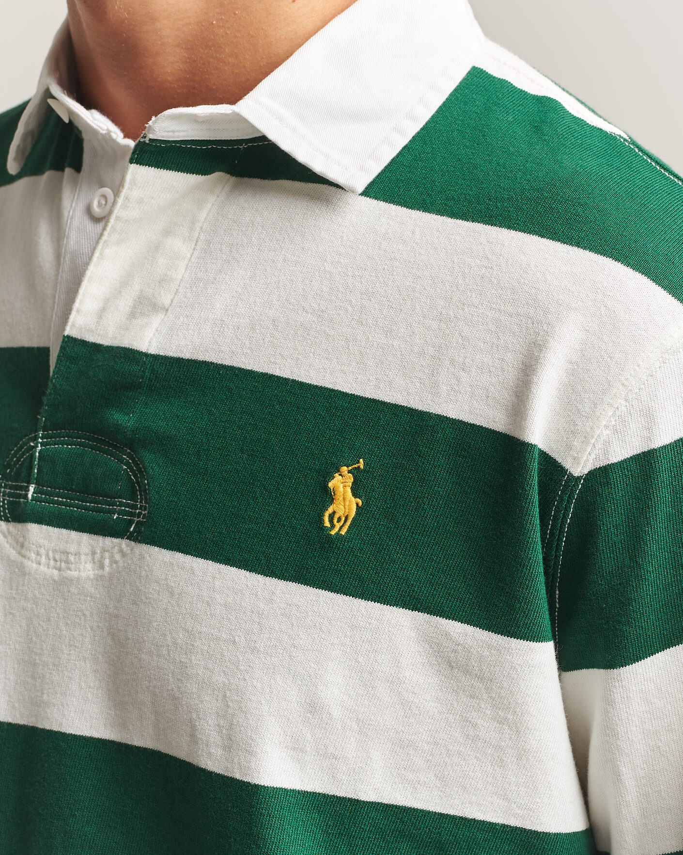 Herre | Trøjer | Polo Ralph Lauren | Striped Jersey Rugger Cream/Forest