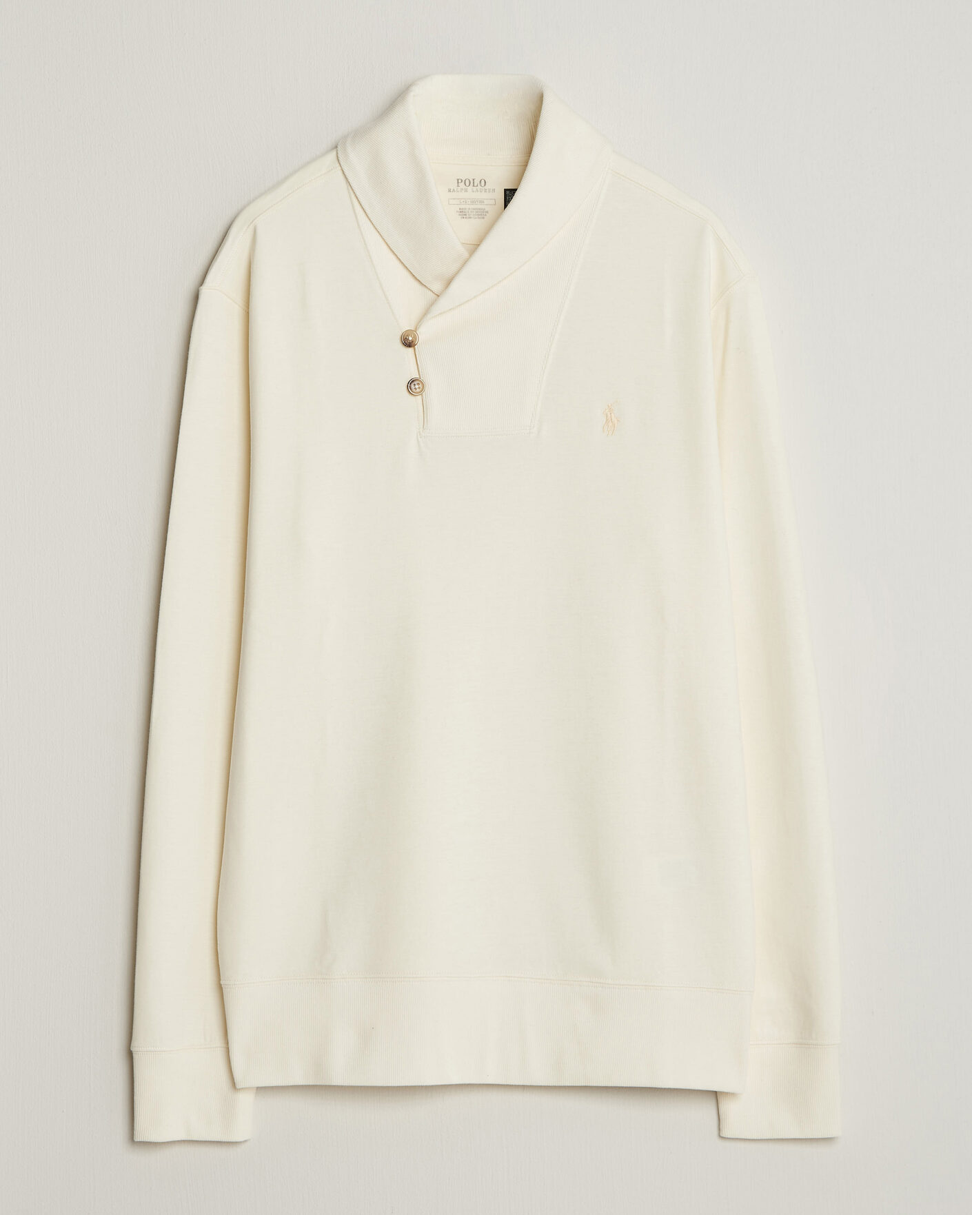 Herre | Trøjer | Polo Ralph Lauren | Double Knitted Shawl Collar Sweater Pale Cream