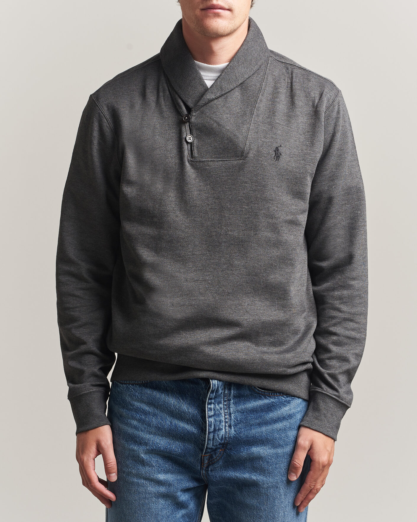 Herre | Trøjer | Polo Ralph Lauren | Double Knitted Shawl Collar Sweater Windsor Heather