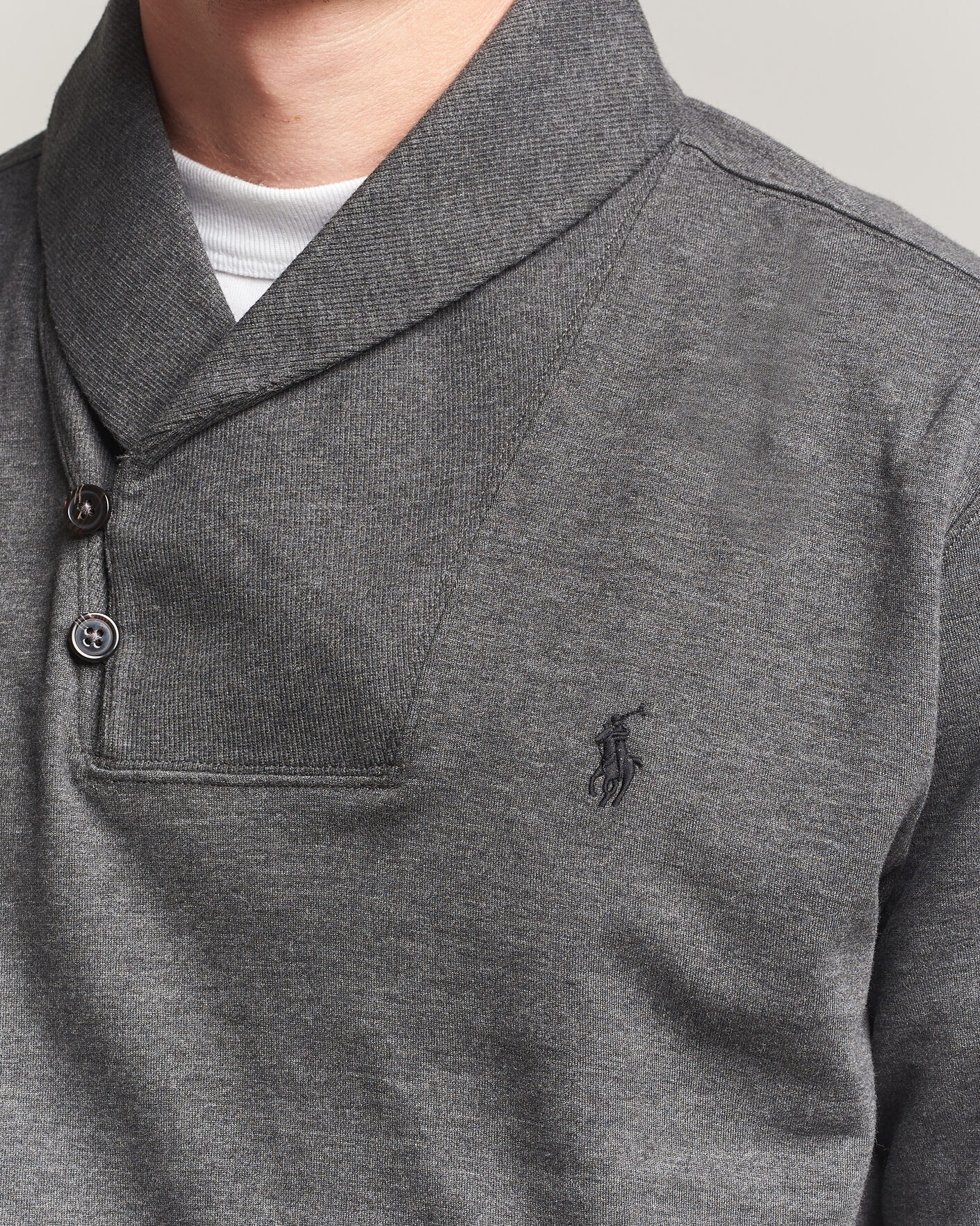 Herre | Trøjer | Polo Ralph Lauren | Double Knitted Shawl Collar Sweater Windsor Heather