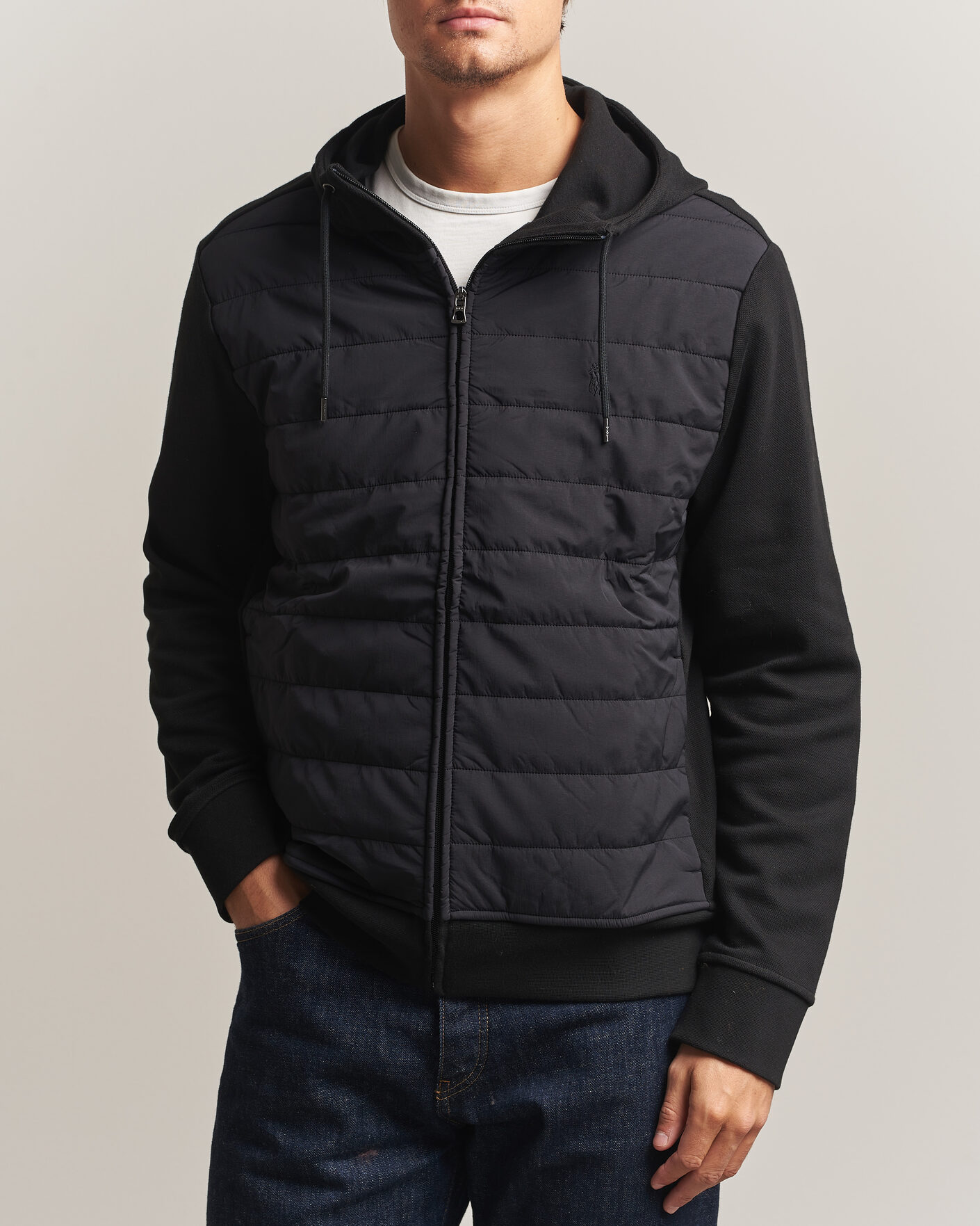 Herre | Trøjer | Polo Ralph Lauren | Double Knitted Jaquard Full Zip Hoodie Polo Black