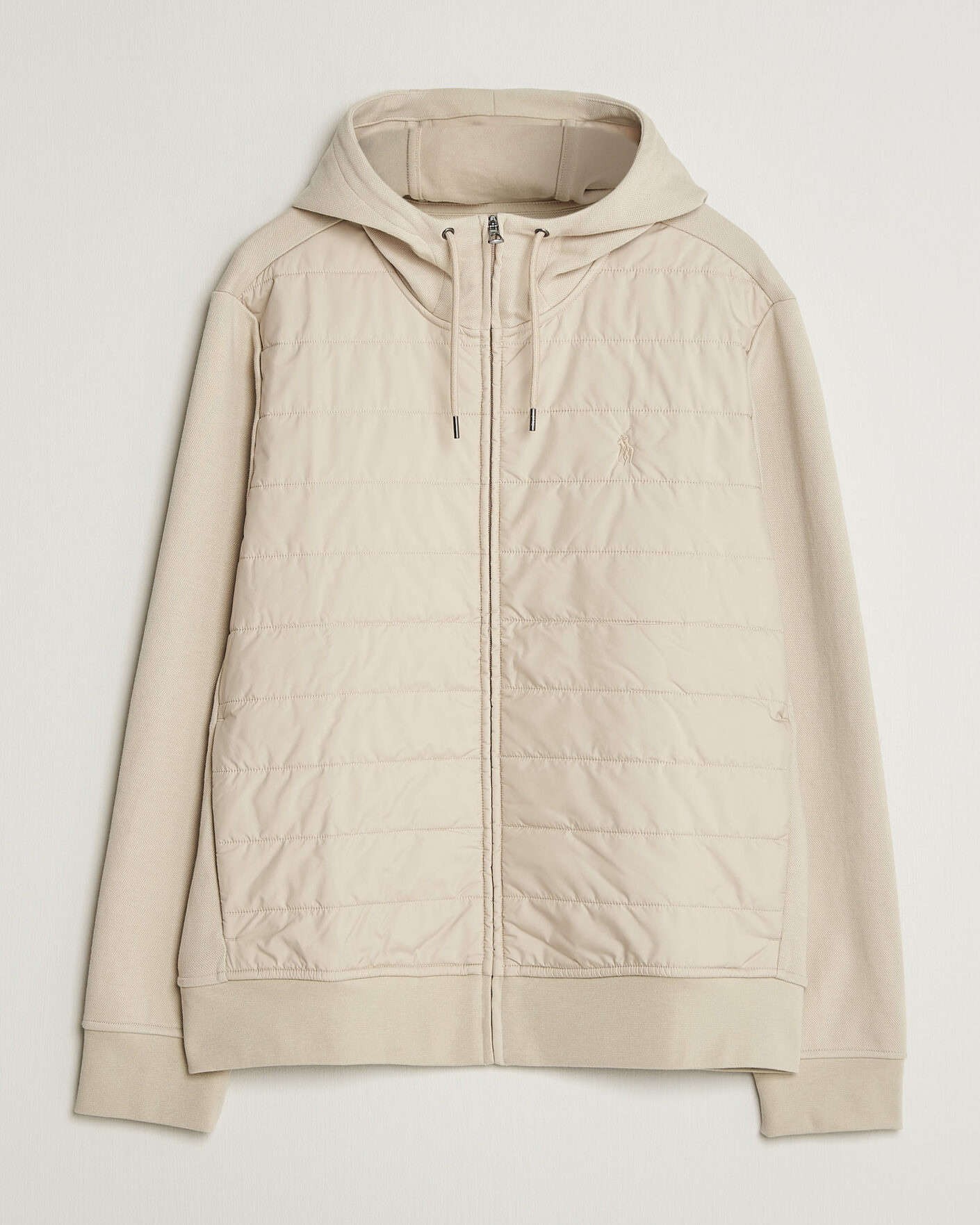 Herre | Trøjer | Polo Ralph Lauren | Double Knitted Jaquard Full Zip Hoodie Stoneware Grey