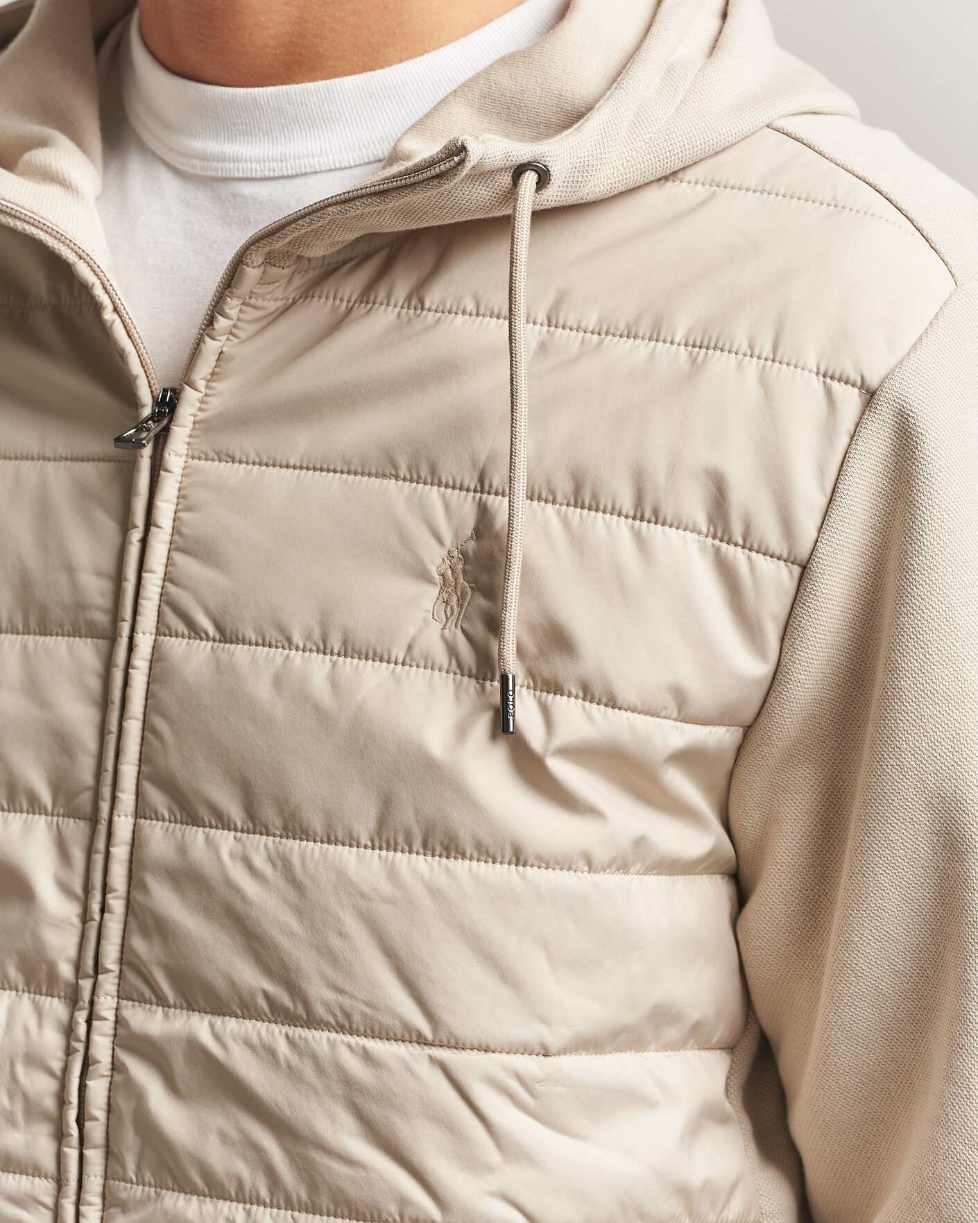 Herre | Trøjer | Polo Ralph Lauren | Double Knitted Jaquard Full Zip Hoodie Stoneware Grey