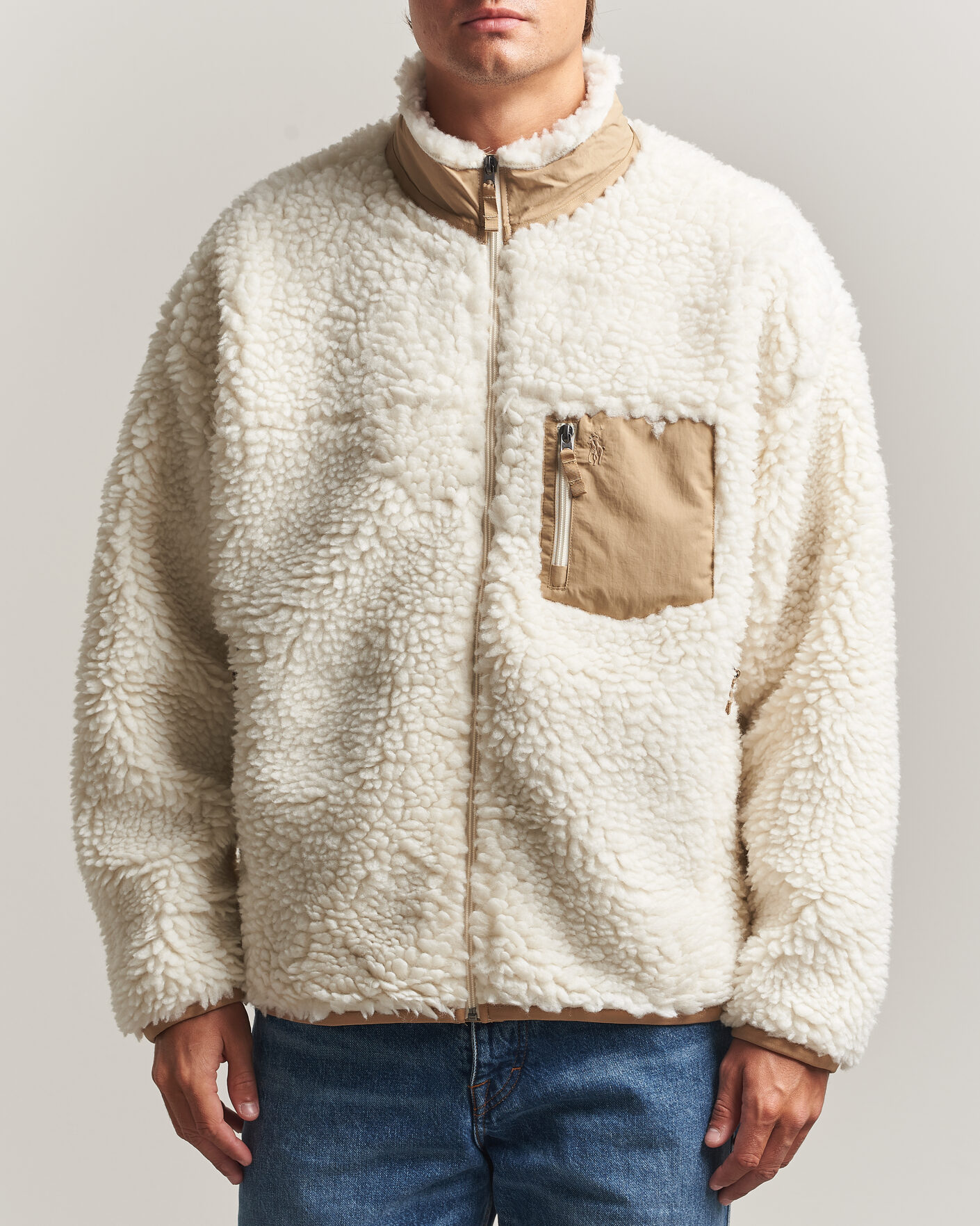 Herre | Trøjer | Polo Ralph Lauren | Shaggy Hi Pile Full Zip Clubhouse Cream