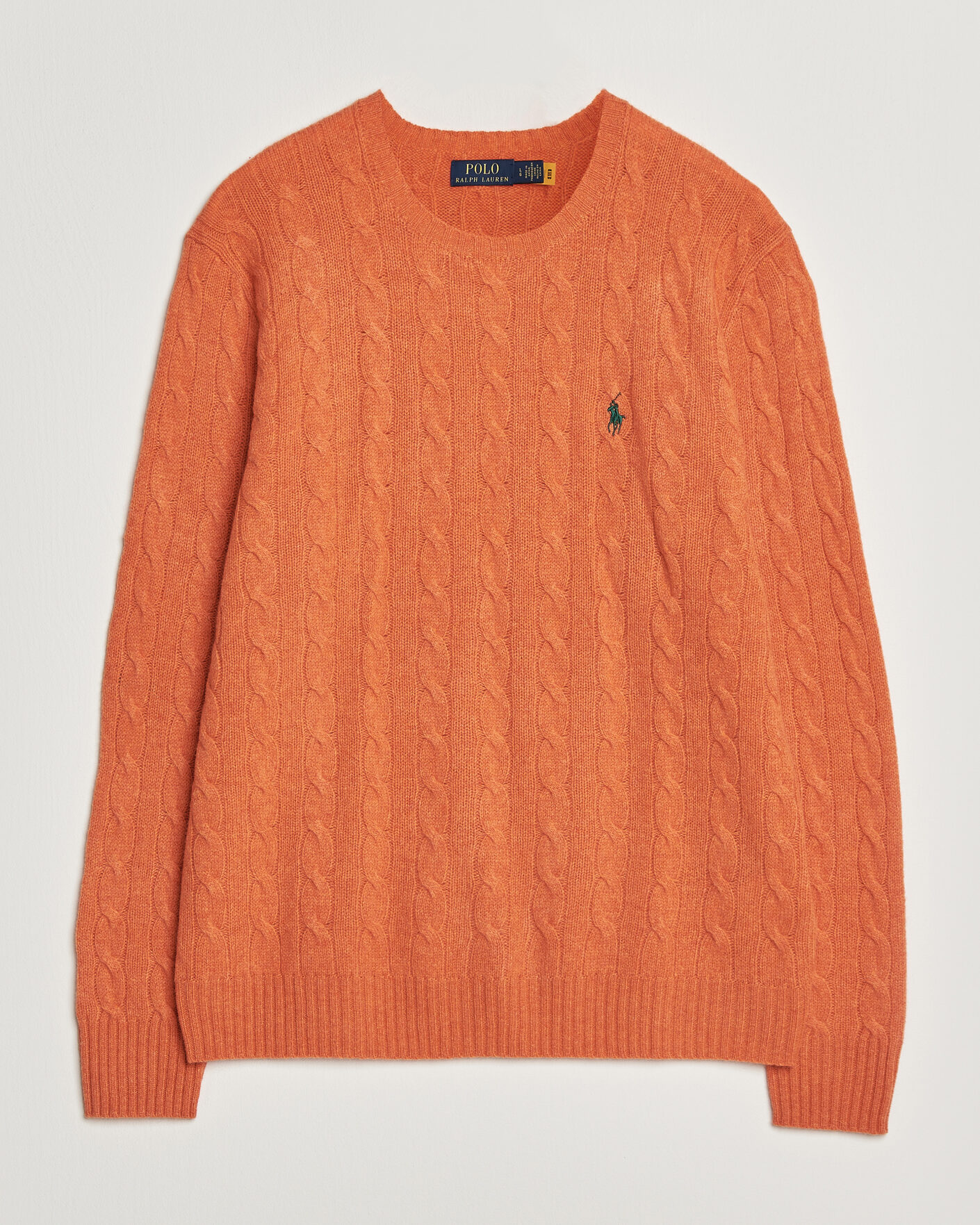 Herre | Trøjer | Polo Ralph Lauren | Wool/Cashmere Cable Crew Neck Orange Jasper Heather