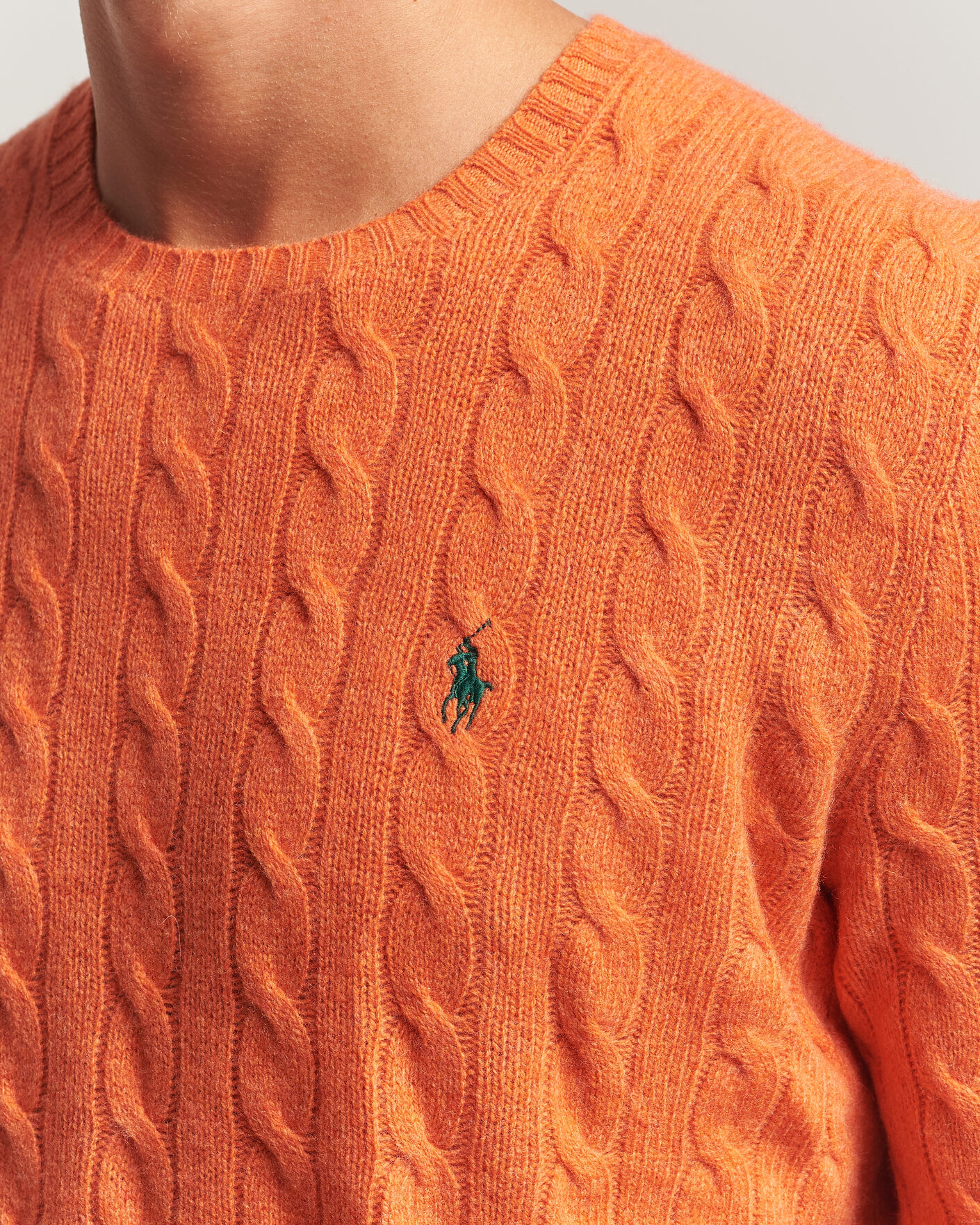 Herre | Trøjer | Polo Ralph Lauren | Wool/Cashmere Cable Crew Neck Orange Jasper Heather