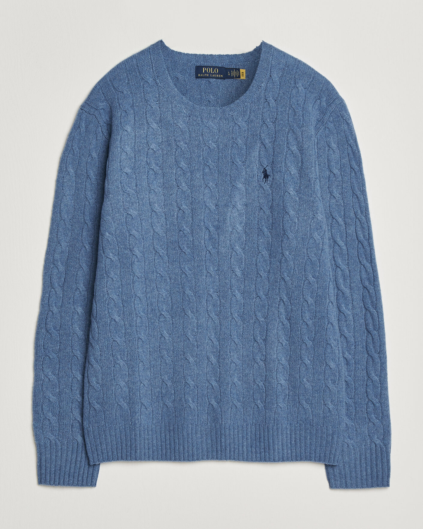 Herre | Trøjer | Polo Ralph Lauren | Wool/Cashmere Cable Crew Neck Blue Borage Heather