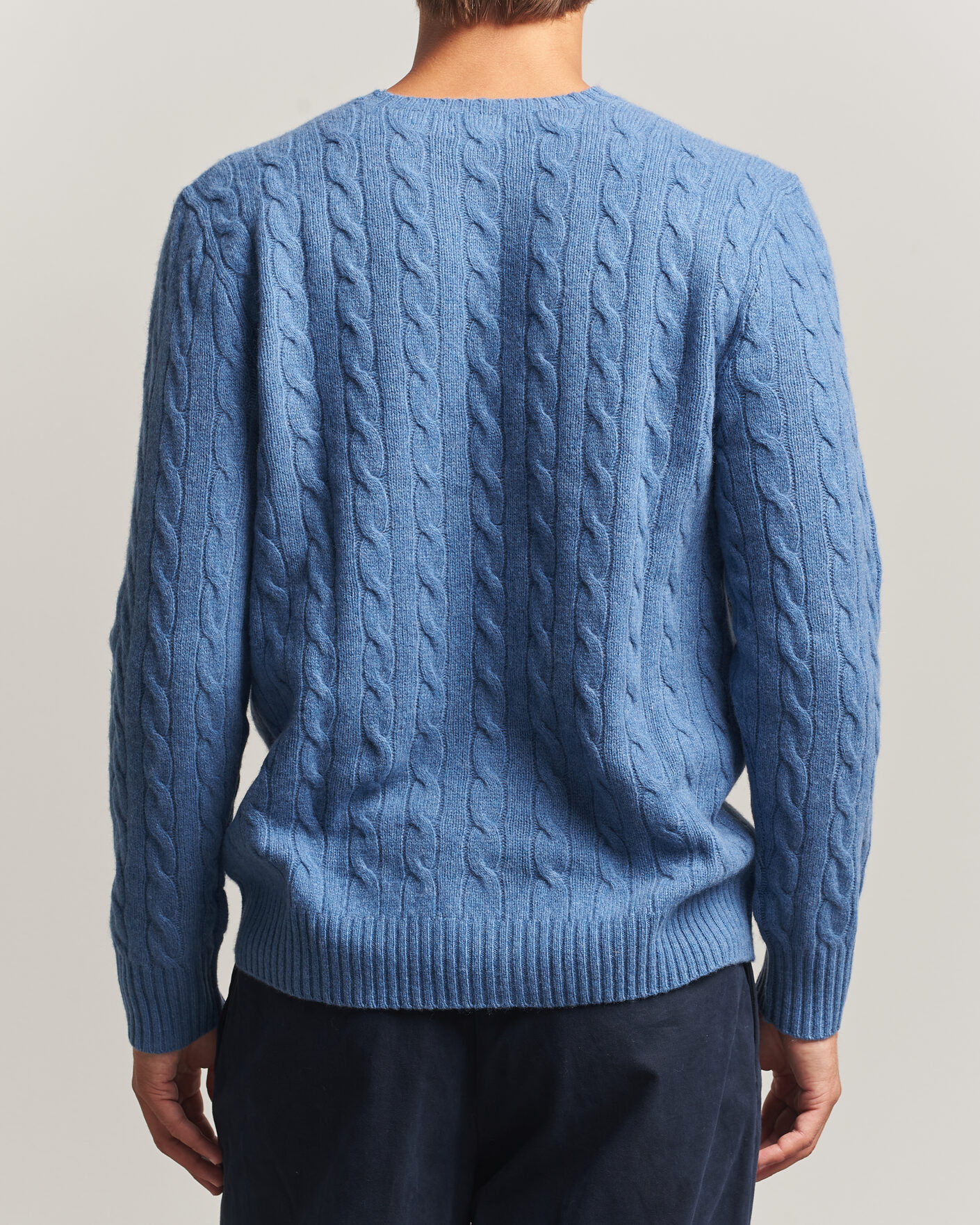 Herre | Trøjer | Polo Ralph Lauren | Wool/Cashmere Cable Crew Neck Blue Borage Heather