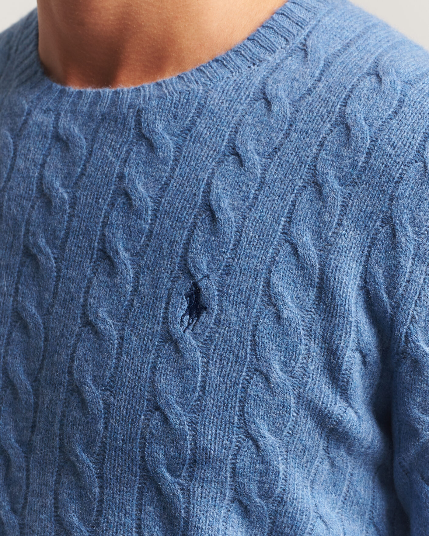Herre | Trøjer | Polo Ralph Lauren | Wool/Cashmere Cable Crew Neck Blue Borage Heather