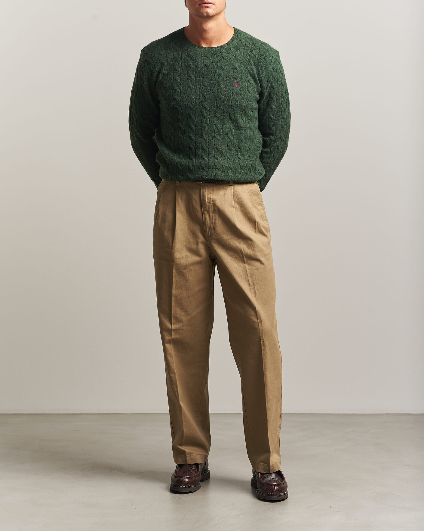 Herre | Trøjer | Polo Ralph Lauren | Wool/Cashmere Cable Crew Neck Lodgepole Pine Heather