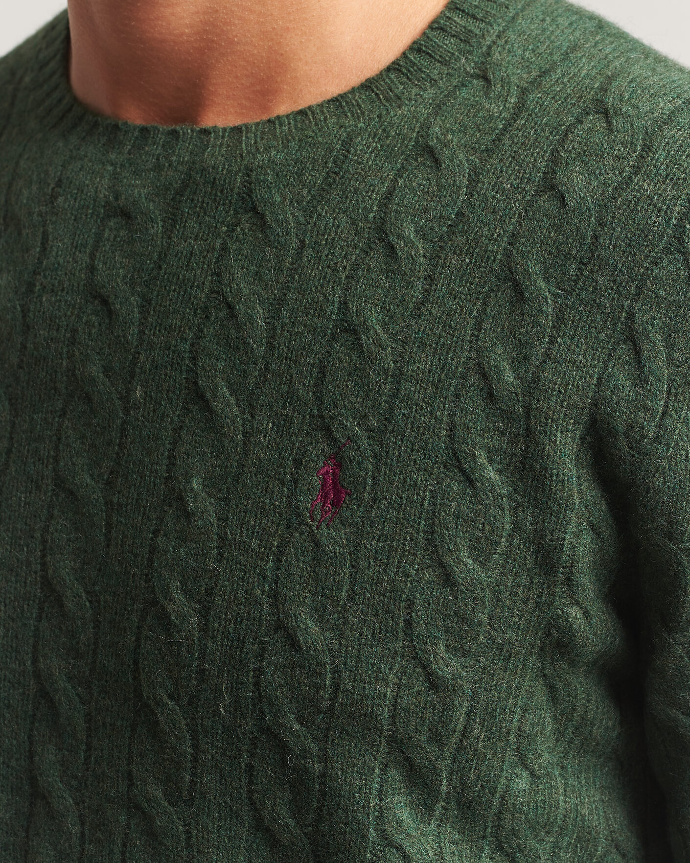Herre | Trøjer | Polo Ralph Lauren | Wool/Cashmere Cable Crew Neck Lodgepole Pine Heather