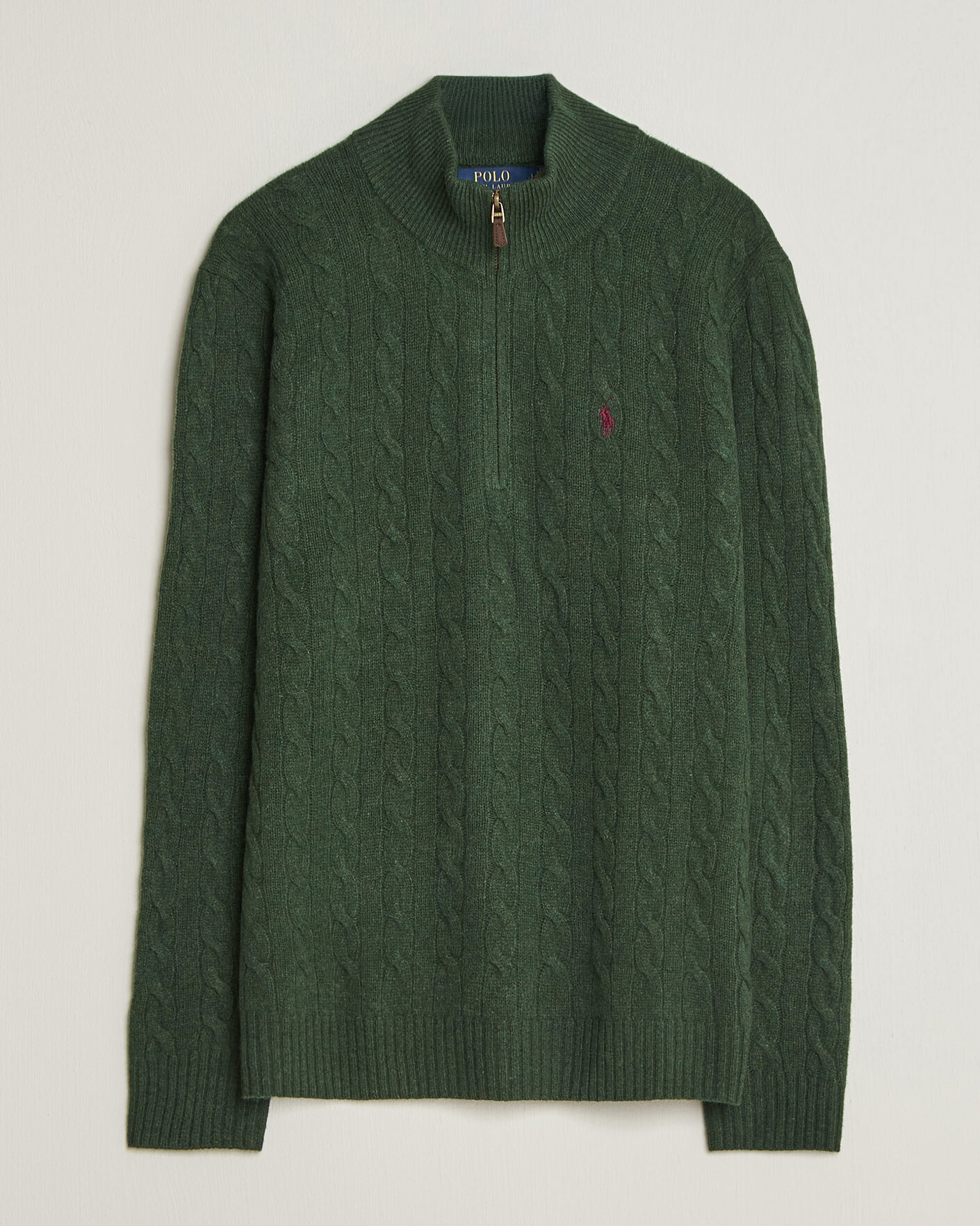 Herre | Trøjer | Polo Ralph Lauren | Wool/Cashmere Cable Half Zip Lodgepole Pine Heather