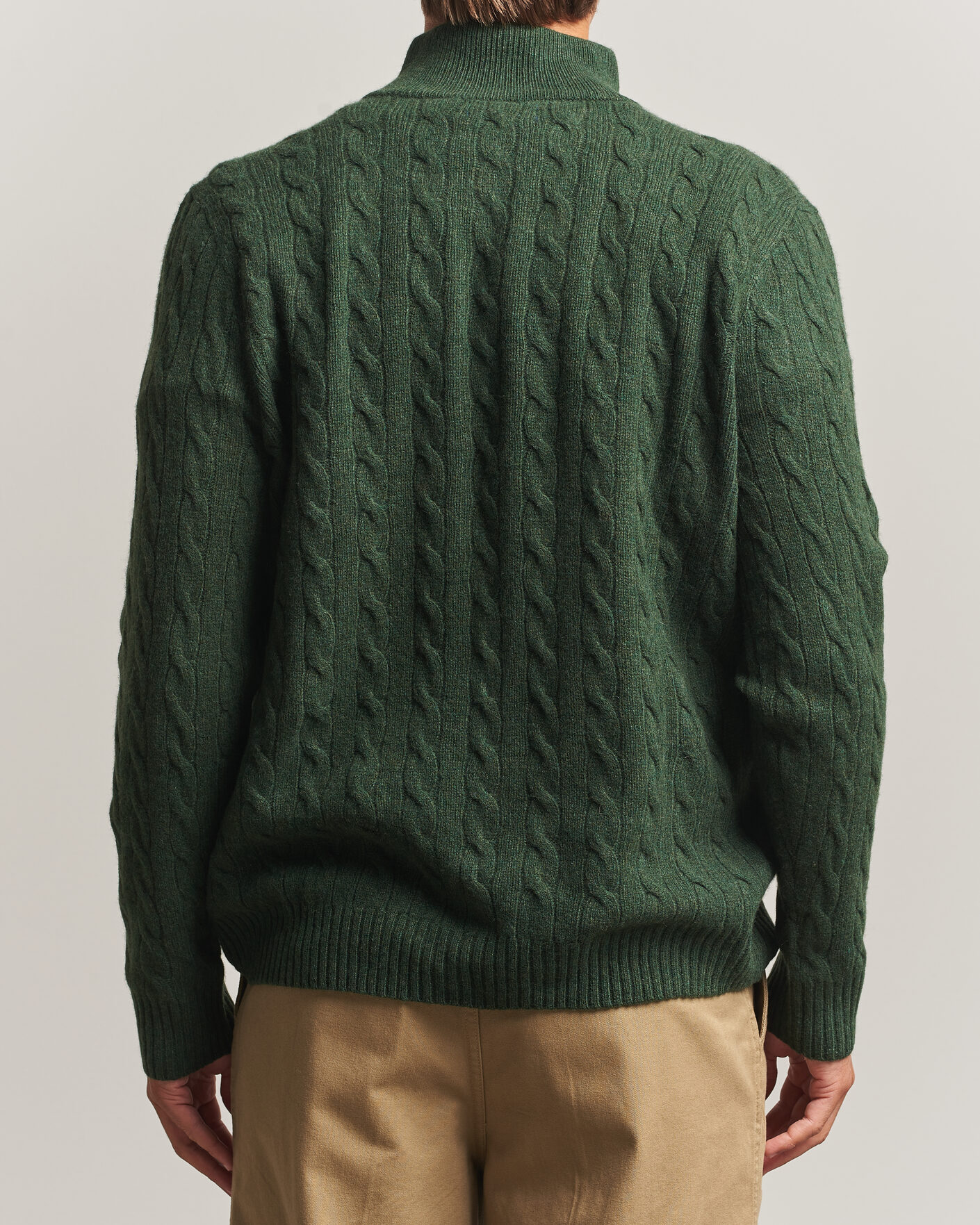 Herre | Trøjer | Polo Ralph Lauren | Wool/Cashmere Cable Half Zip Lodgepole Pine Heather