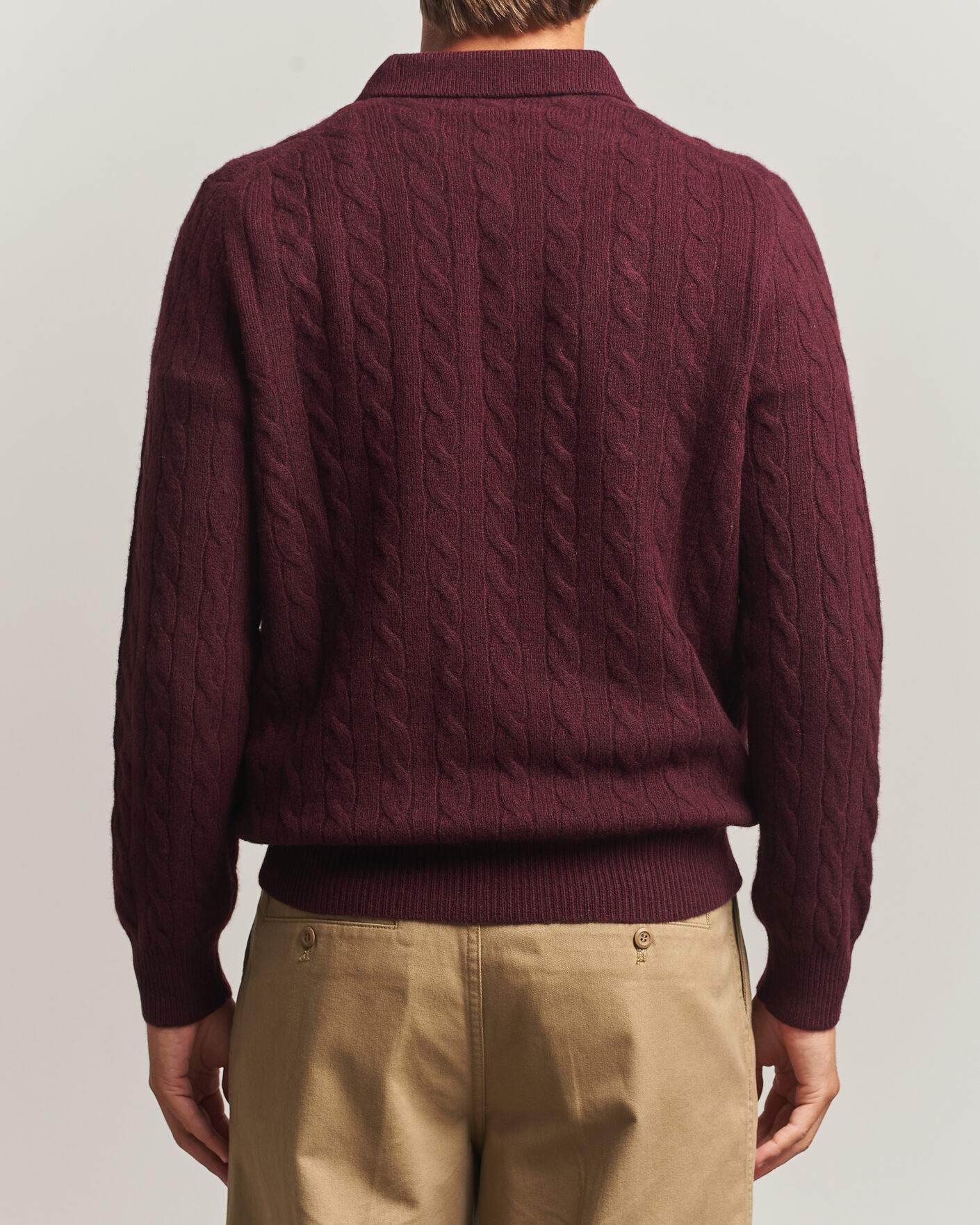 Herre | Trøjer | Polo Ralph Lauren | Wool/Cashmere Cable Knit Polo Aged Wine Heather