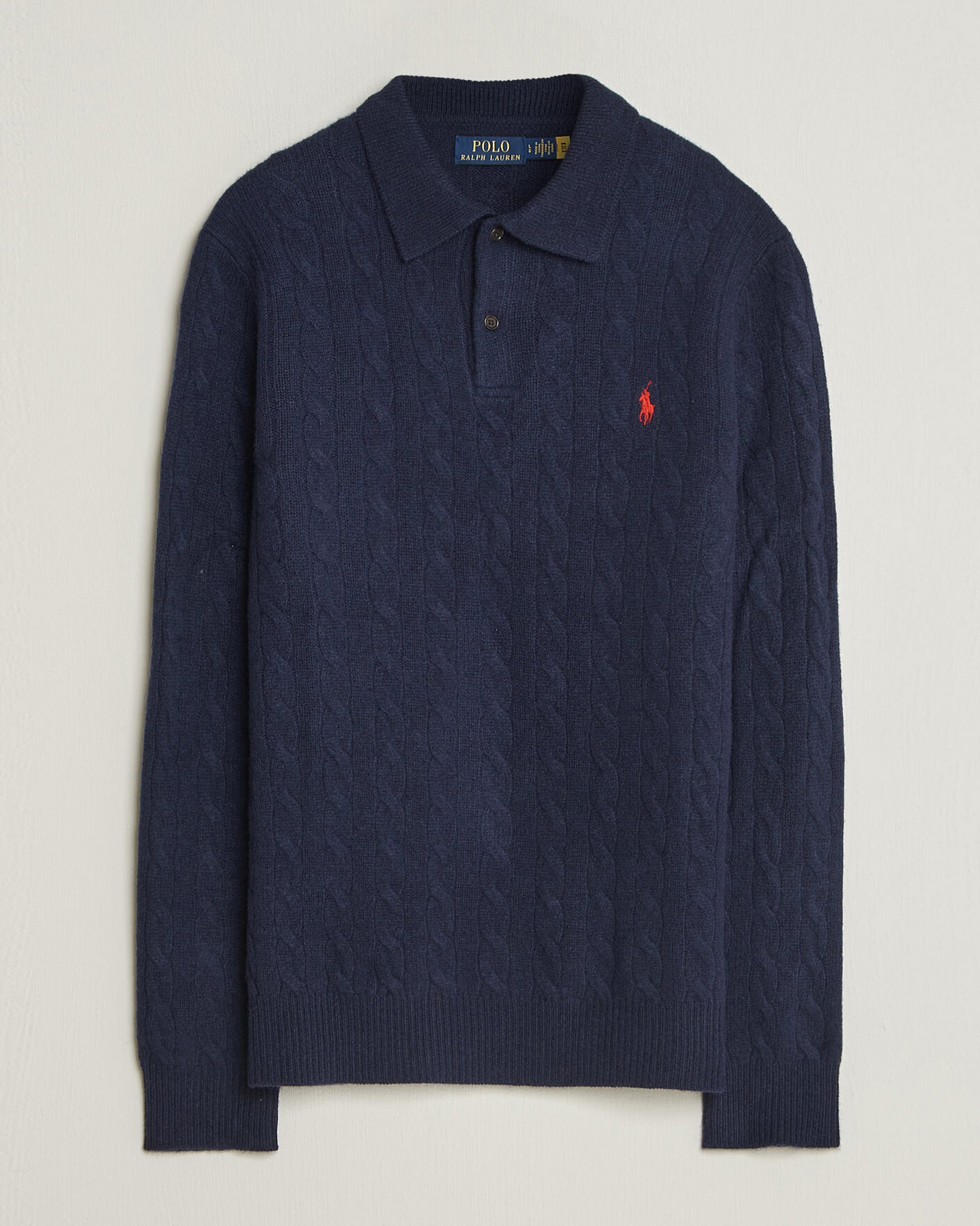 Herre | Trøjer | Polo Ralph Lauren | Wool/Cashmere Cable Knit Polo Hunter Navy