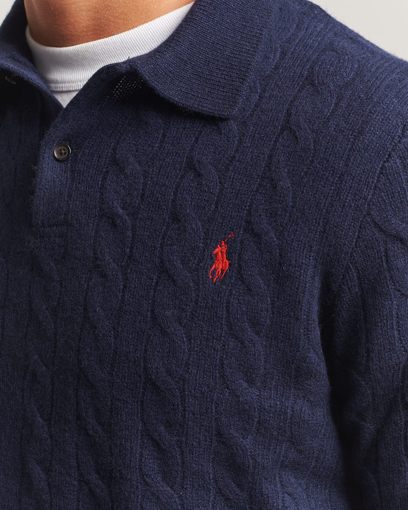 Herre | Trøjer | Polo Ralph Lauren | Wool/Cashmere Cable Knit Polo Hunter Navy