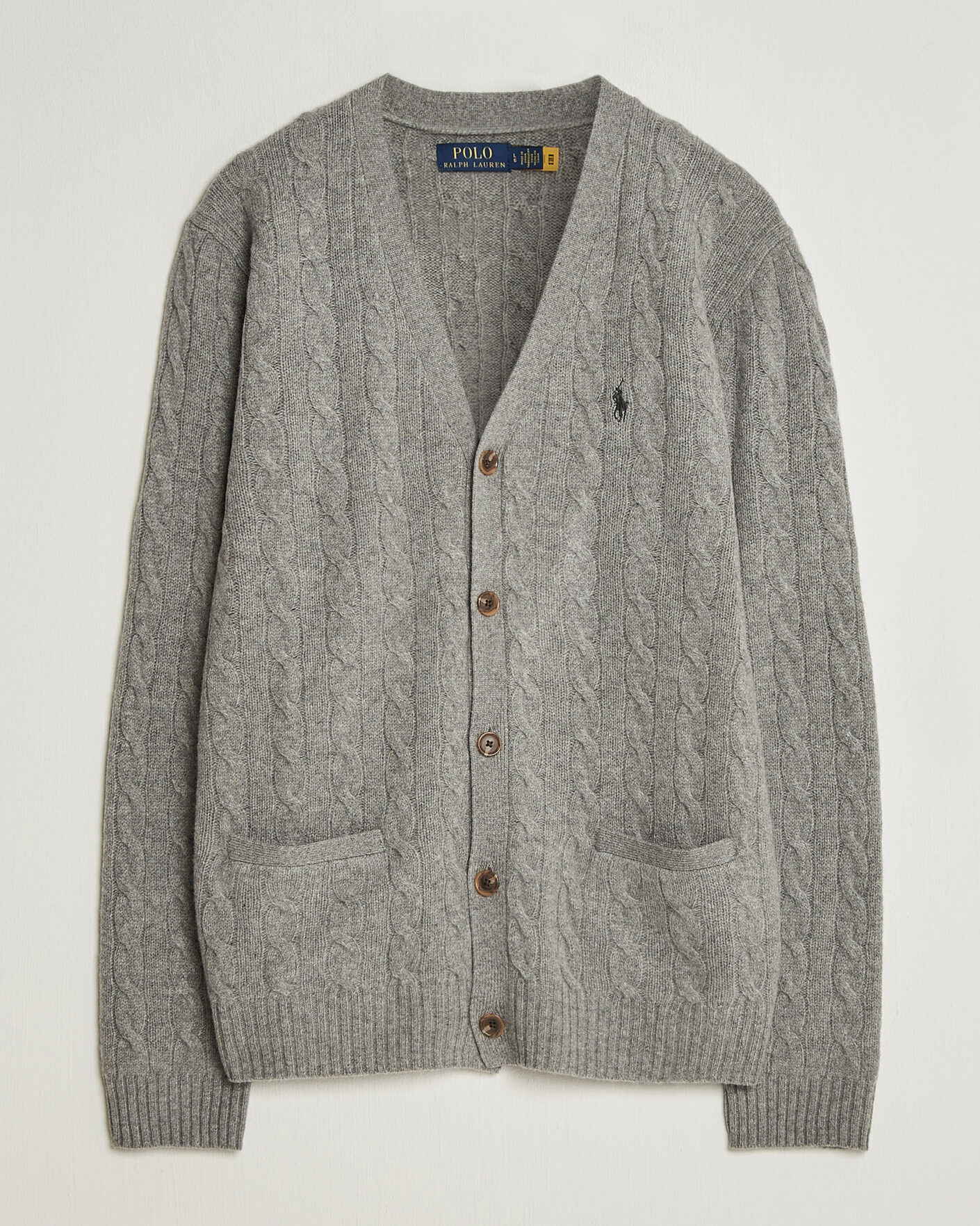 Herre | Trøjer | Polo Ralph Lauren | Wool/Cashmere Cable Cardigan Fawn Grey Heather