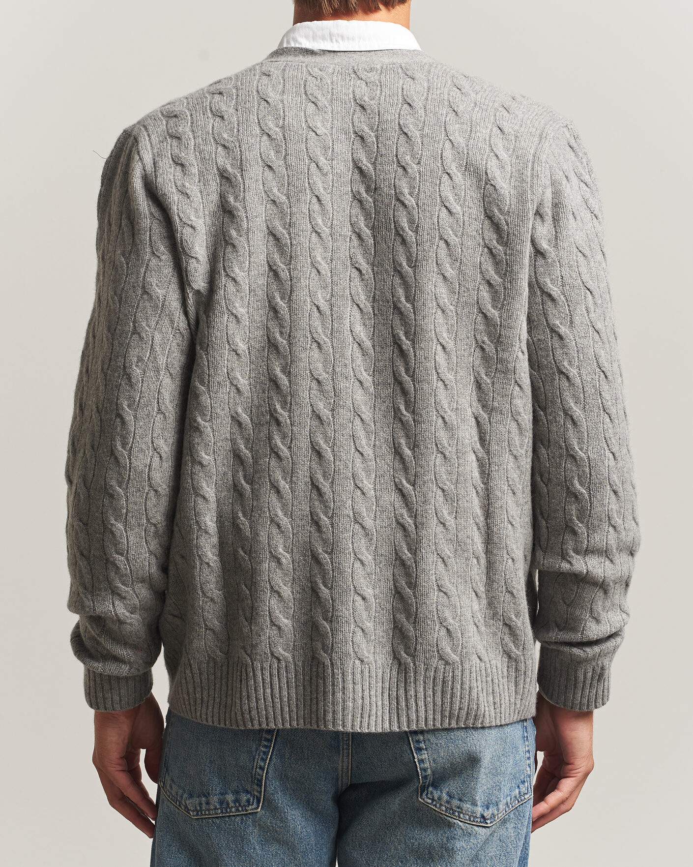 Herre | Trøjer | Polo Ralph Lauren | Wool/Cashmere Cable Cardigan Fawn Grey Heather