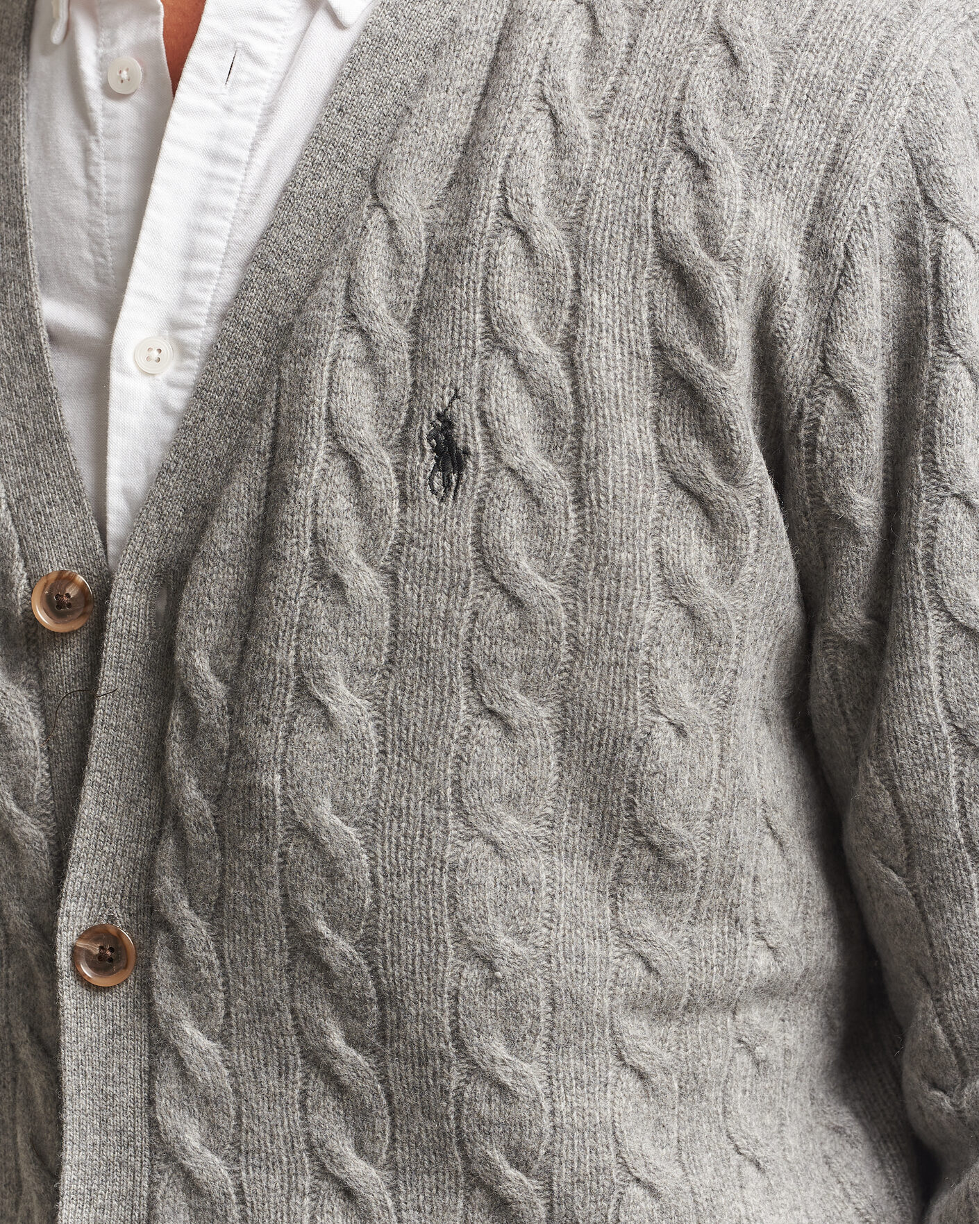 Herre | Trøjer | Polo Ralph Lauren | Wool/Cashmere Cable Cardigan Fawn Grey Heather