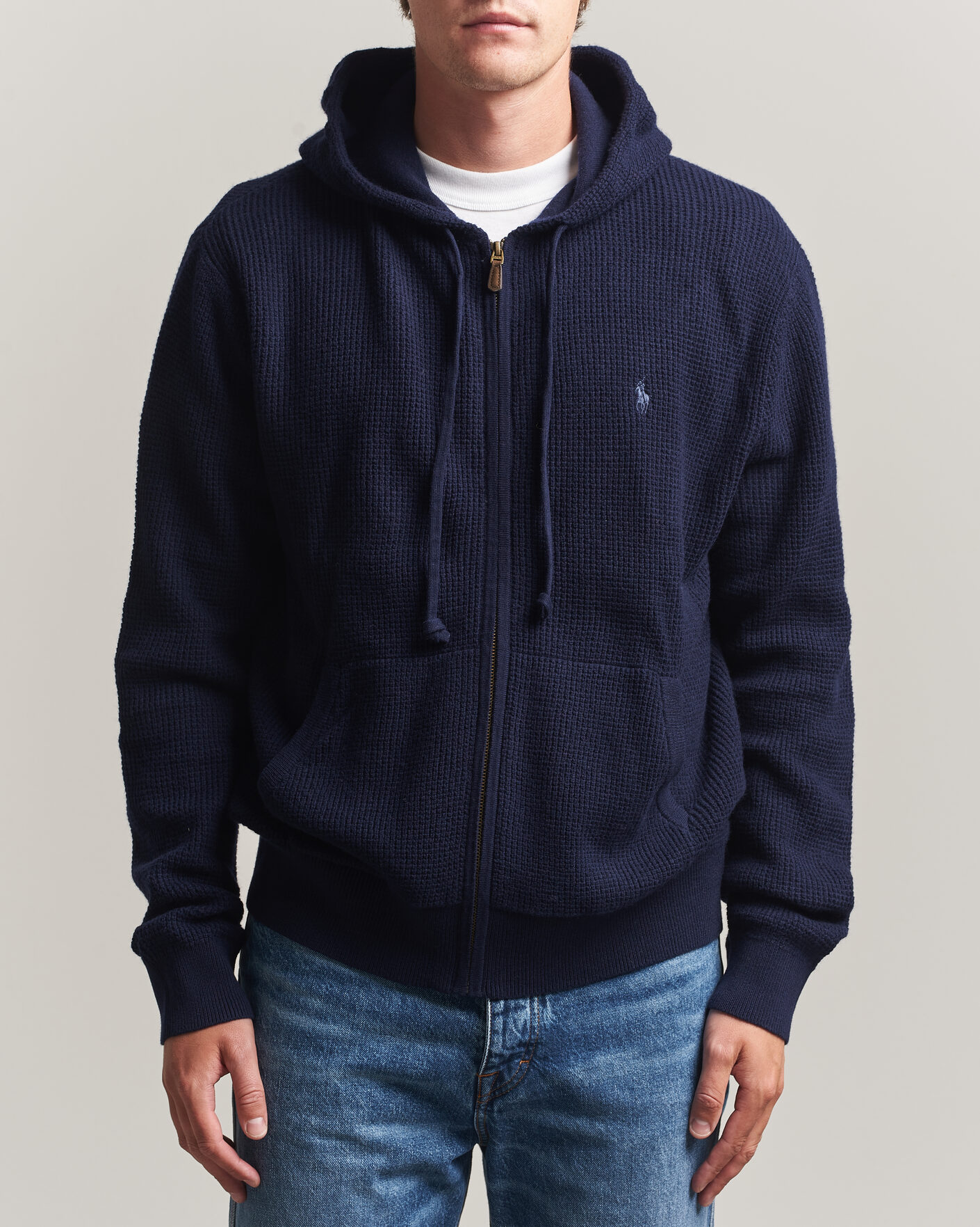 Herre | Trøjer | Polo Ralph Lauren | Cotton/Wool Full-Zip Hoodie Hunter Navy
