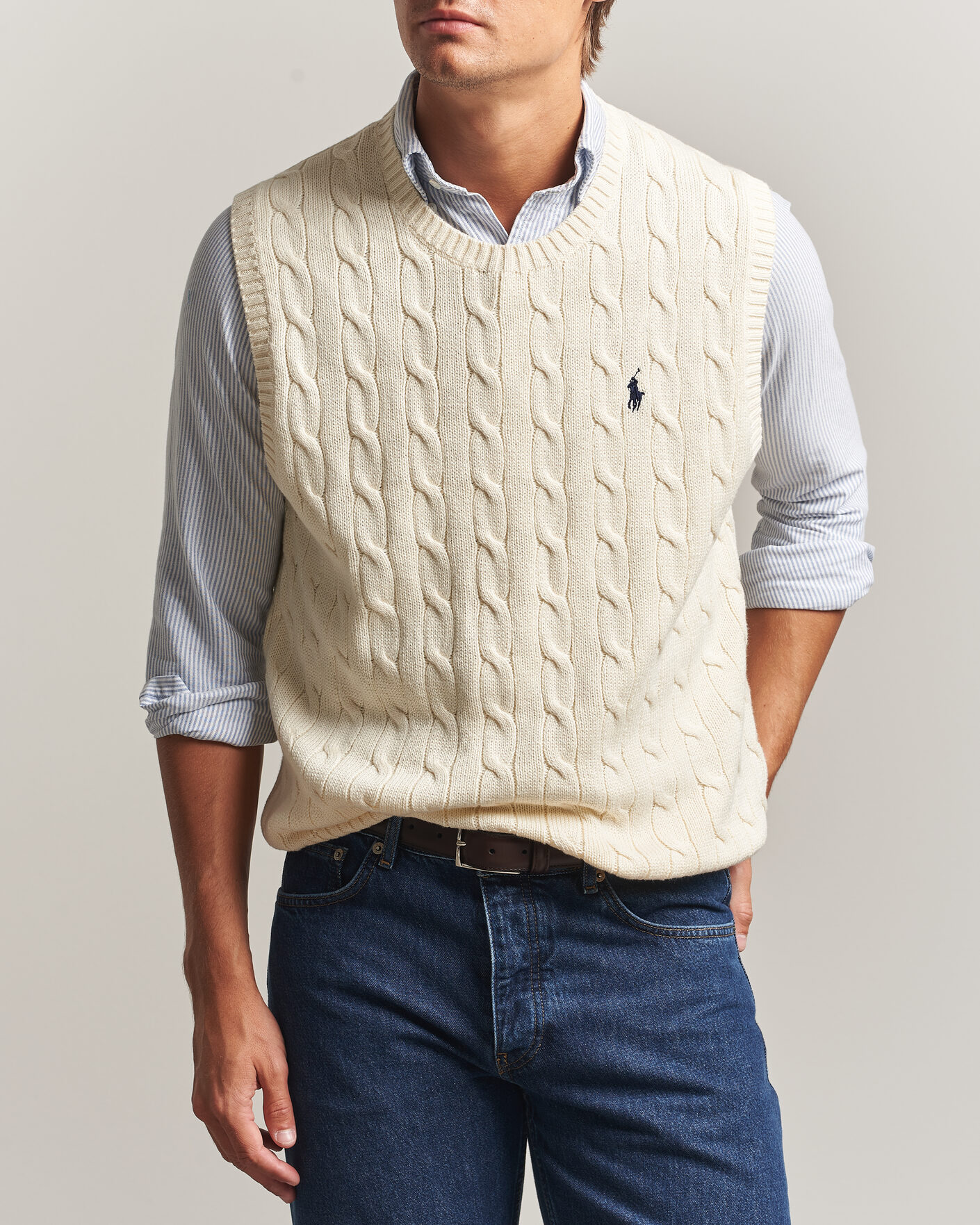 Herre | Trøjer | Polo Ralph Lauren | Cotton Cable Vest Andover Cream