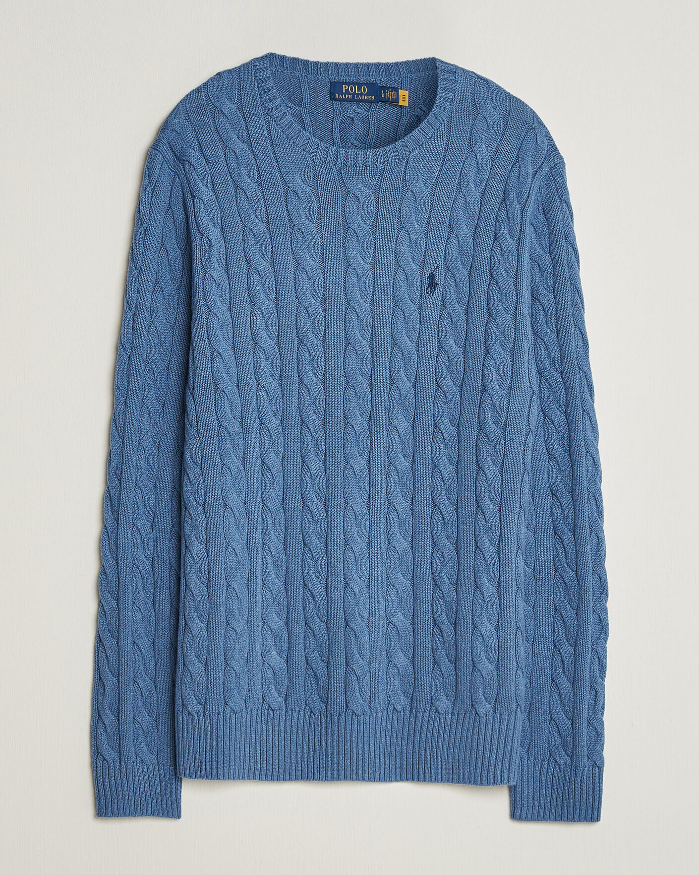 Herre | Trøjer | Polo Ralph Lauren | Cotton Cable Pullover Blue Borage Heather