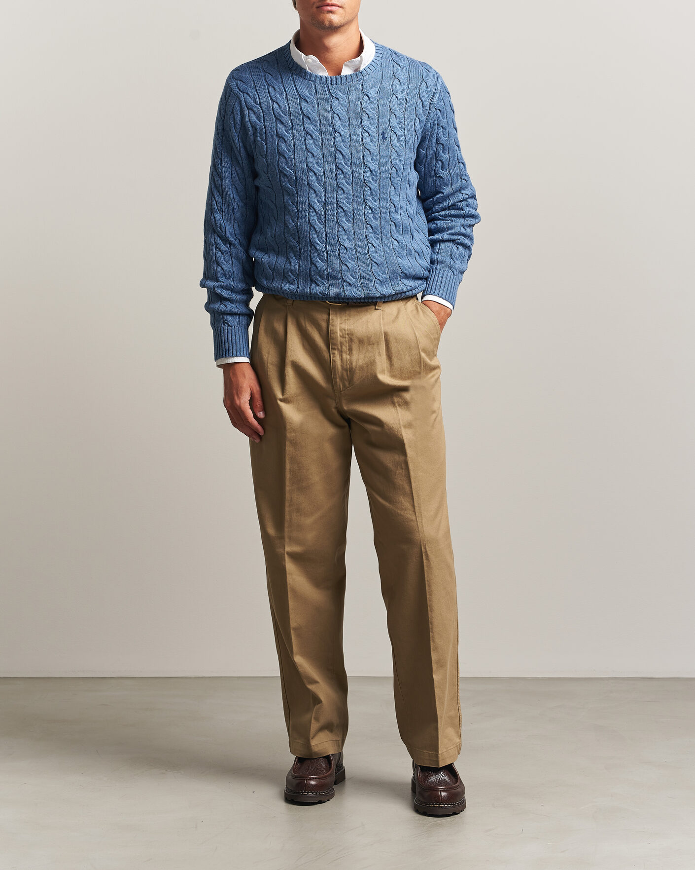 Herre | Trøjer | Polo Ralph Lauren | Cotton Cable Pullover Blue Borage Heather