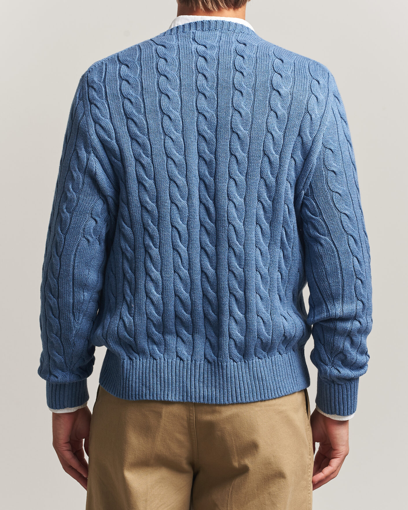 Herre | Trøjer | Polo Ralph Lauren | Cotton Cable Pullover Blue Borage Heather