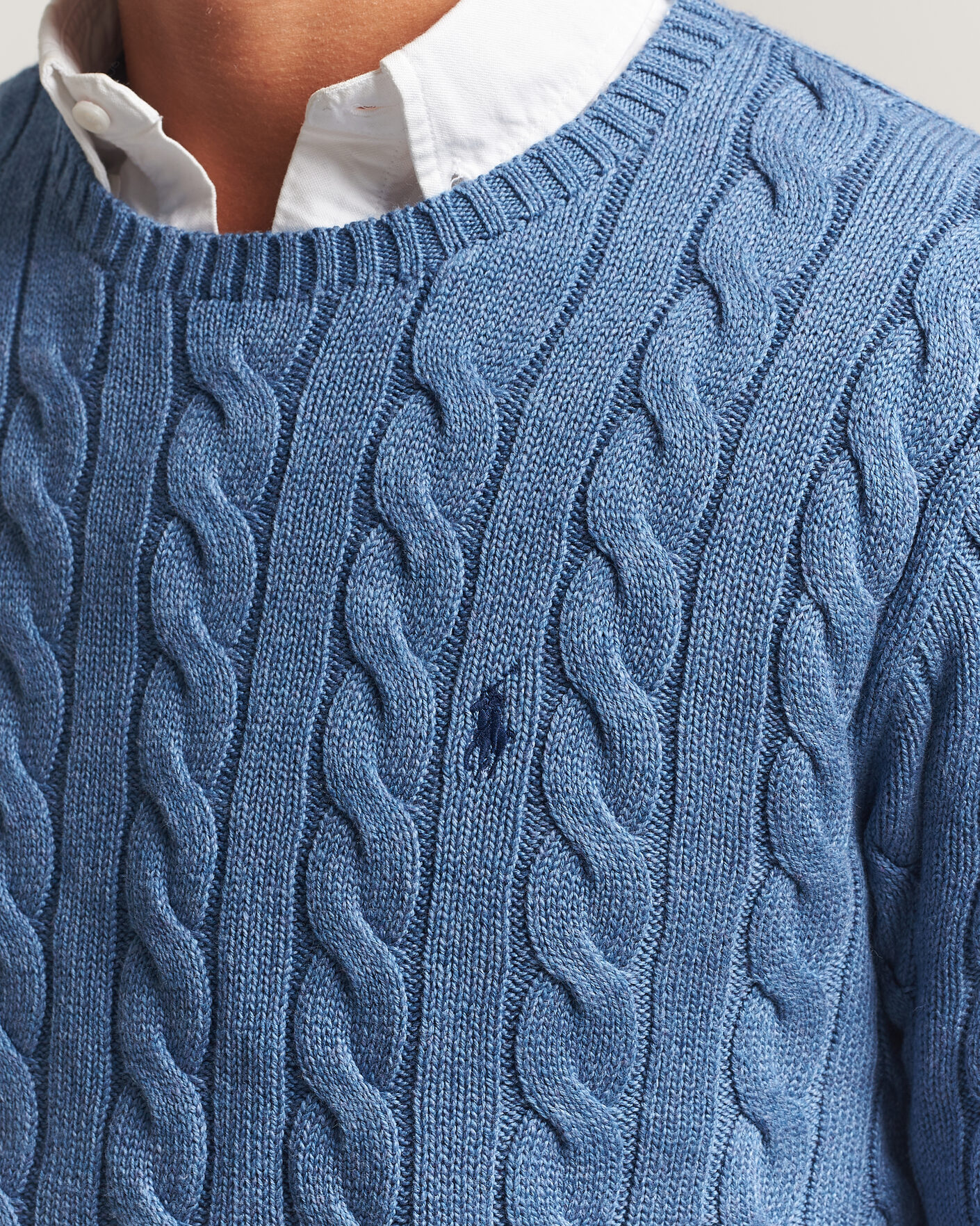 Herre | Trøjer | Polo Ralph Lauren | Cotton Cable Pullover Blue Borage Heather