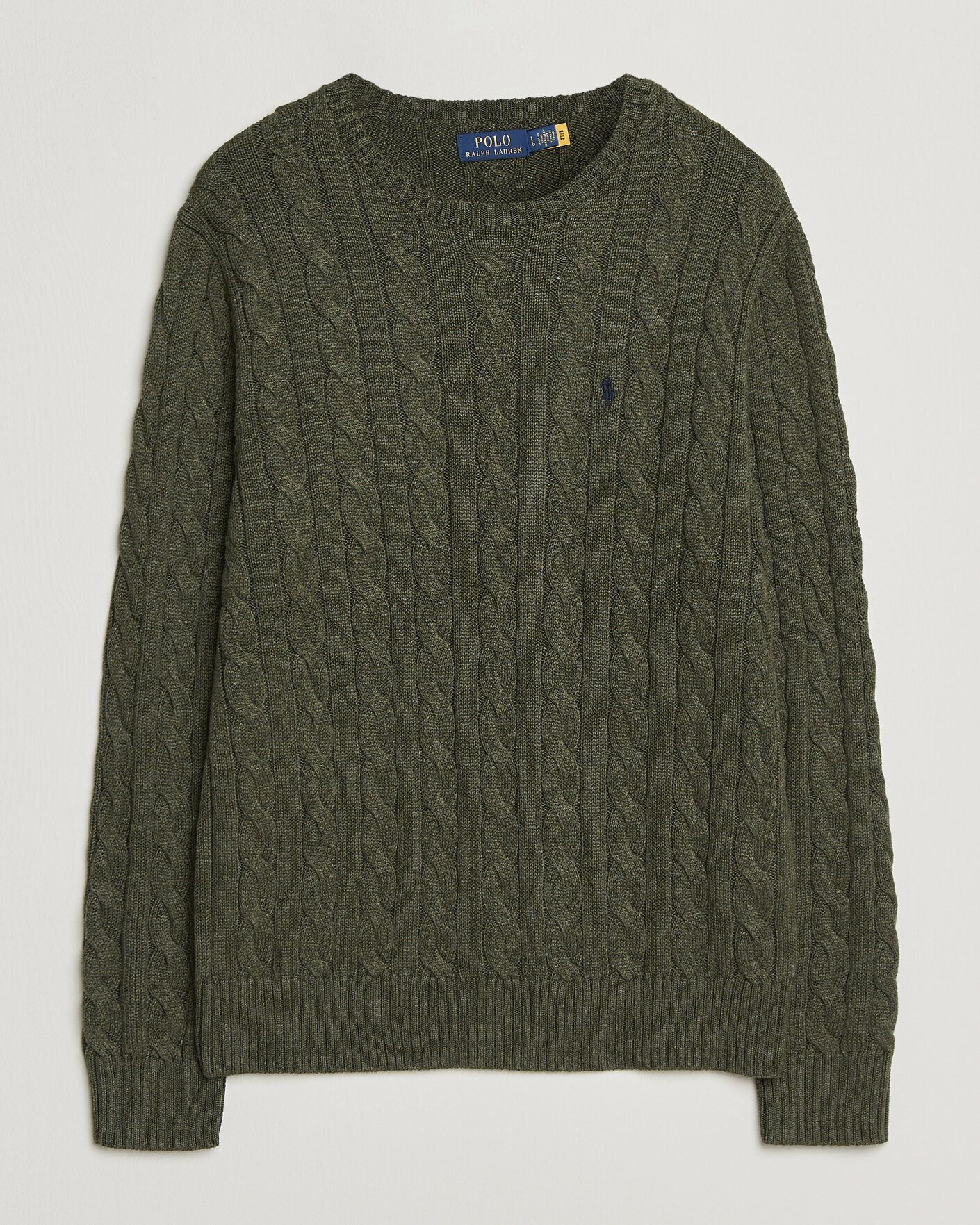 Herre | Trøjer | Polo Ralph Lauren | Cotton Cable Pullover Olive Shrub Heather
