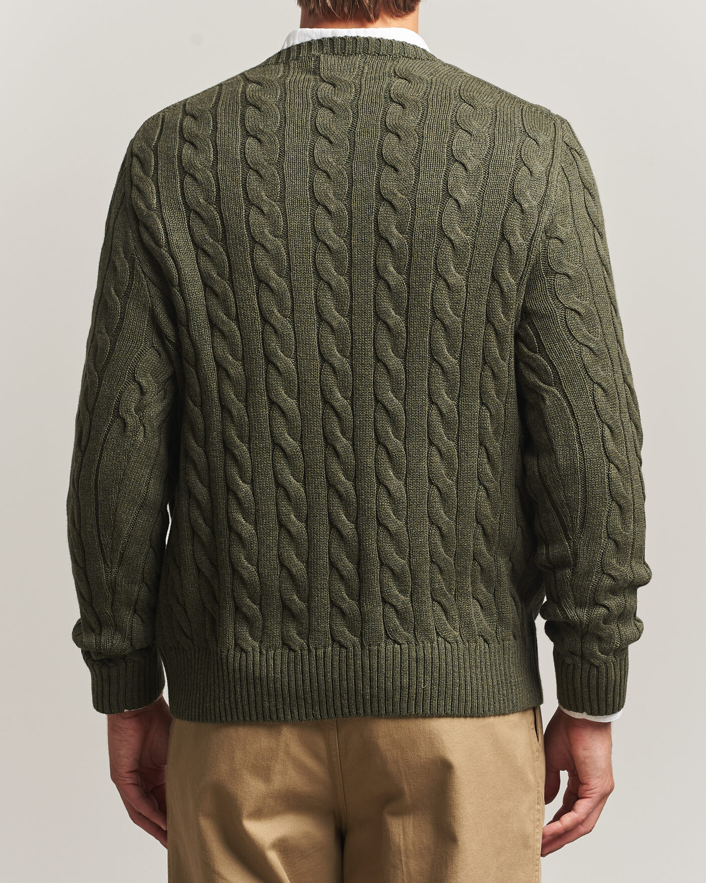 Herre | Trøjer | Polo Ralph Lauren | Cotton Cable Pullover Olive Shrub Heather