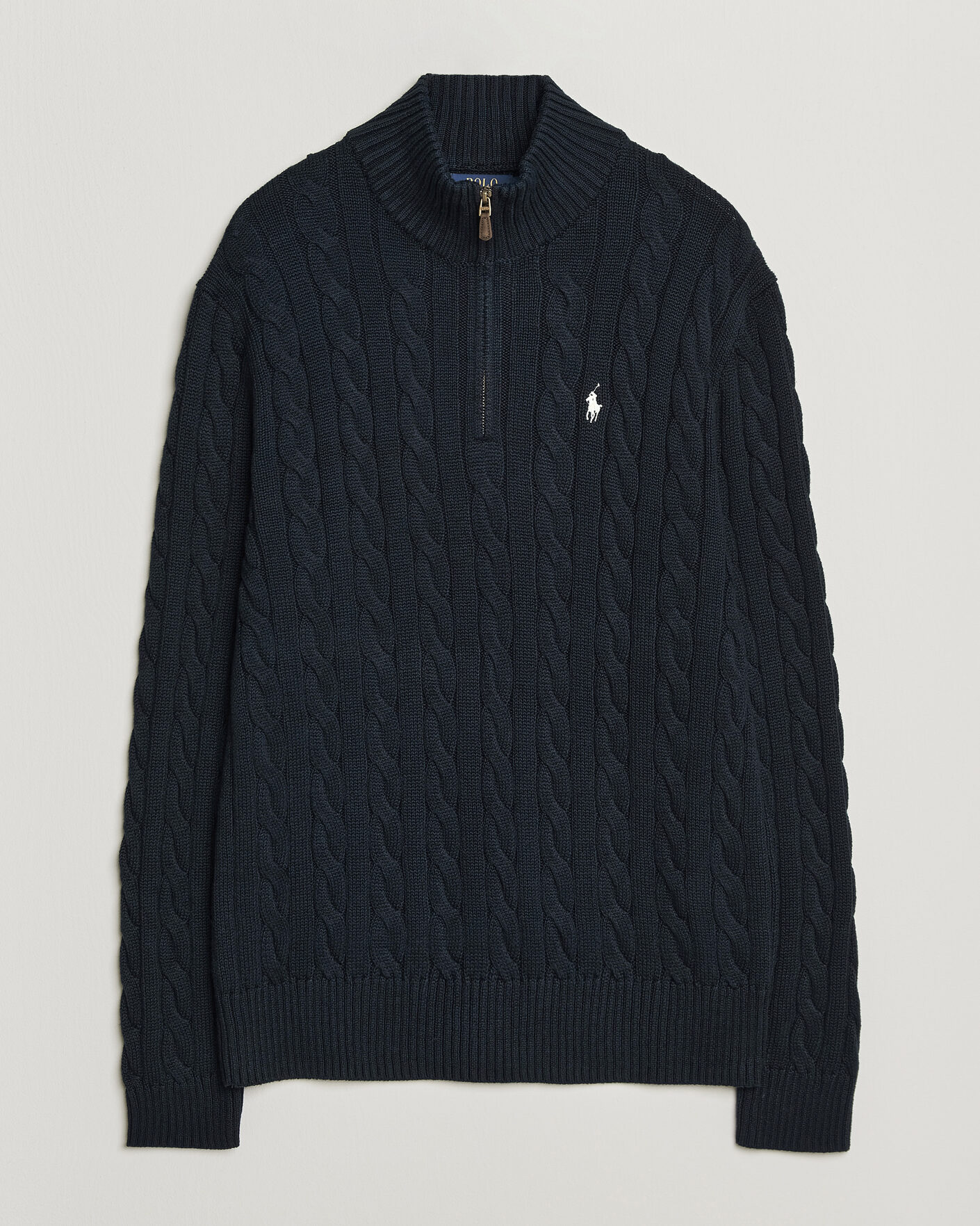 Herre | Trøjer | Polo Ralph Lauren | Cotton Cable Half Zip Hunter Navy