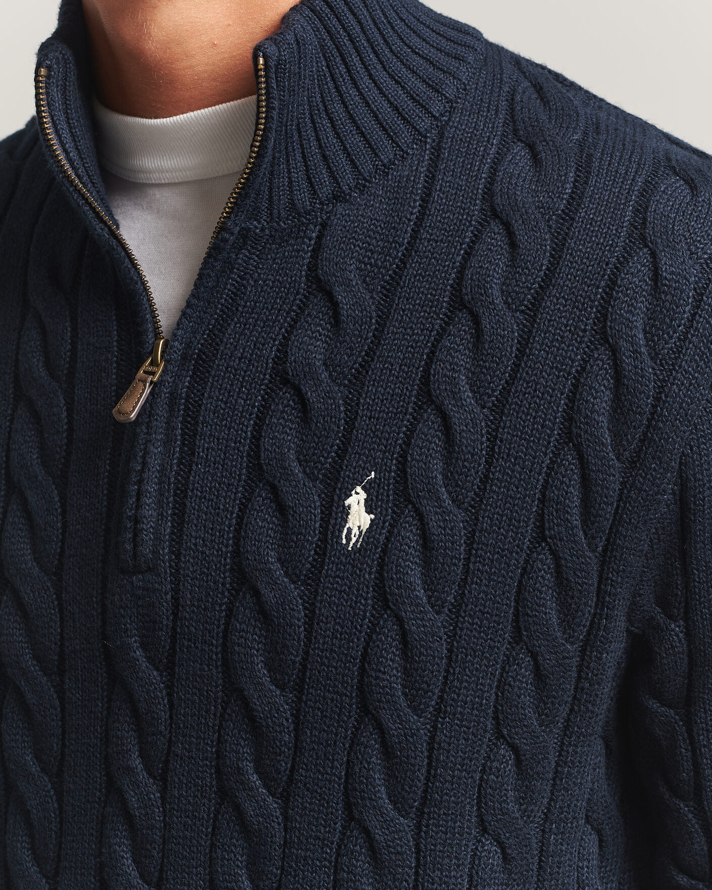 Herre | Trøjer | Polo Ralph Lauren | Cotton Cable Half Zip Hunter Navy