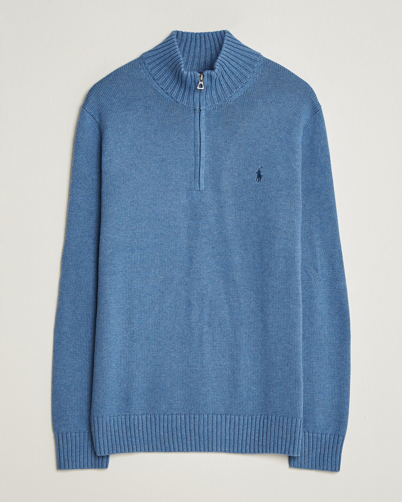 Herre | Trøjer | Polo Ralph Lauren | Cotton Pullover Half Zip Blue Borage Heather