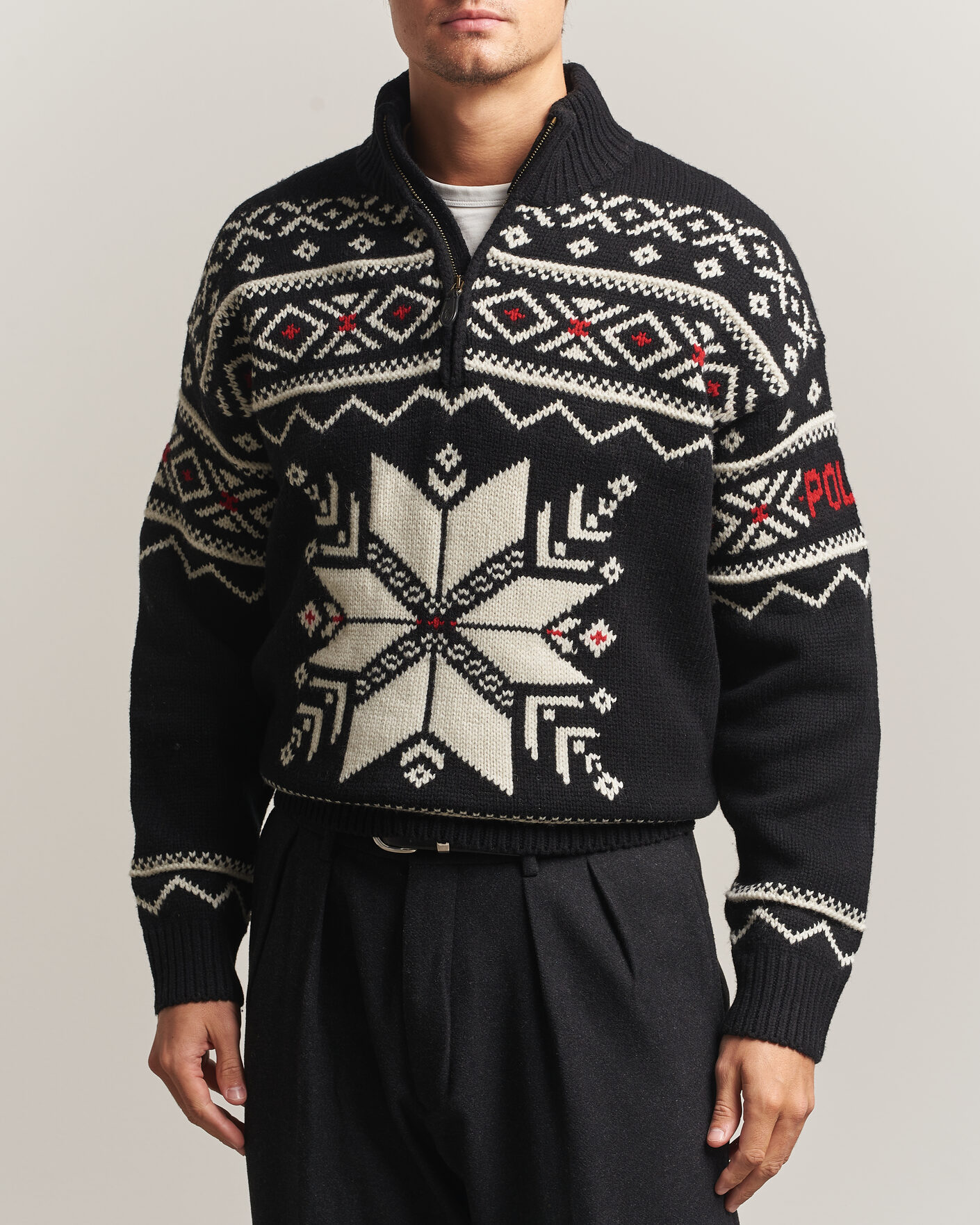 Herre | Trøjer | Polo Ralph Lauren | Wool Cotton Blend Sweater Black Combo