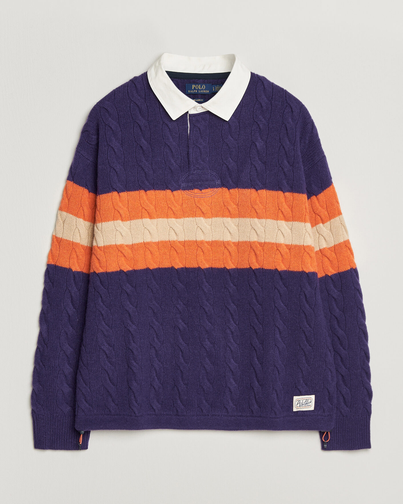 Herre | Trøjer | Polo Ralph Lauren | Wool Blend Cable Knitted Polo Purple Combo