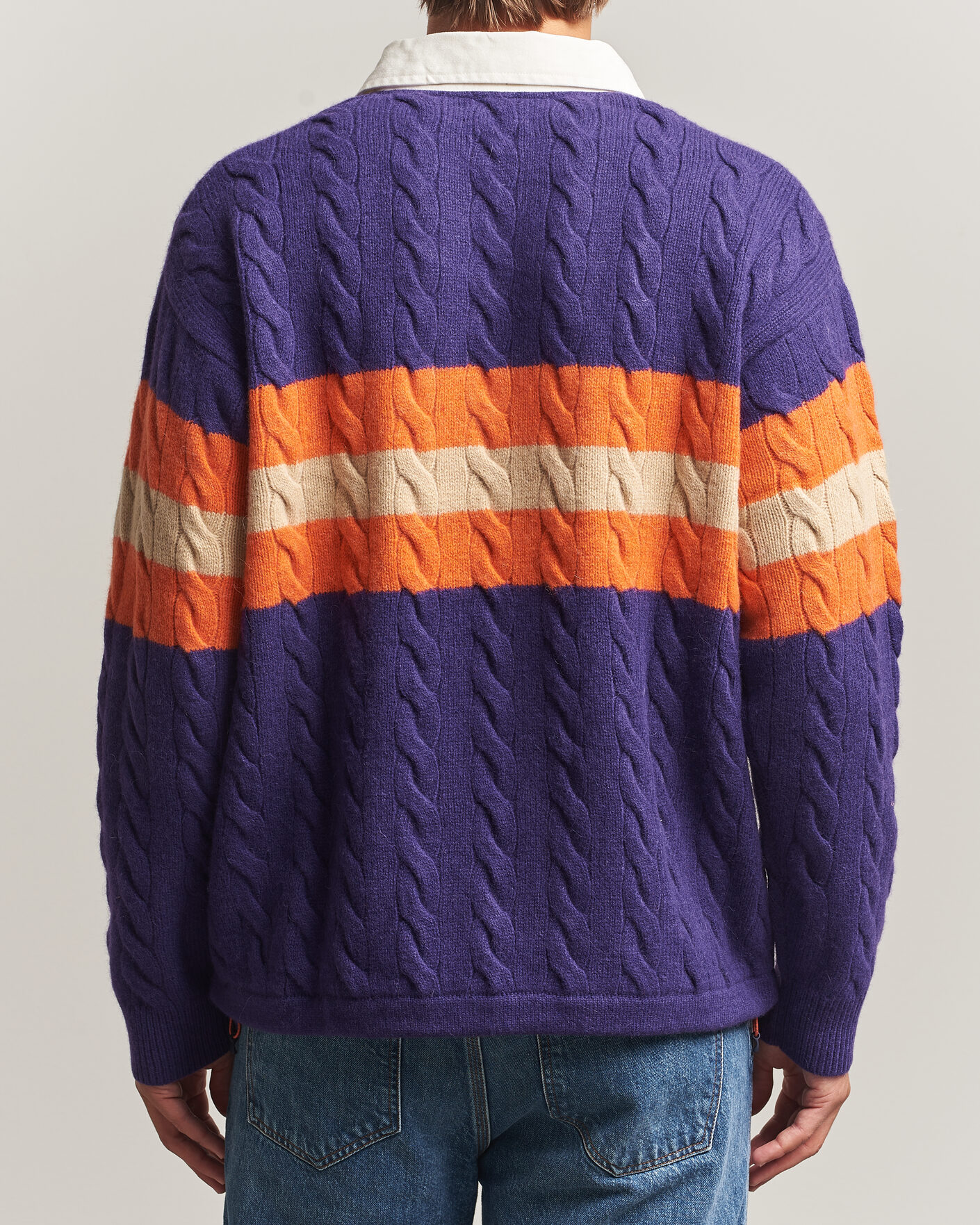 Herre | Trøjer | Polo Ralph Lauren | Wool Blend Cable Knitted Polo Purple Combo