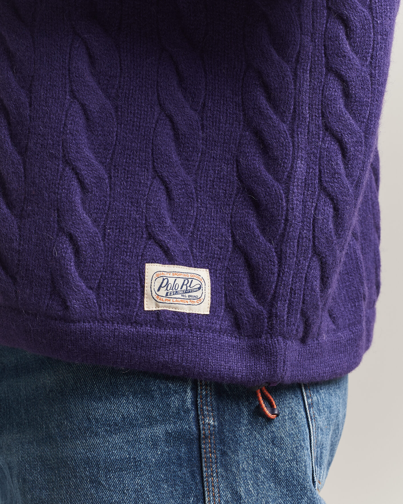 Herre | Trøjer | Polo Ralph Lauren | Wool Blend Cable Knitted Polo Purple Combo
