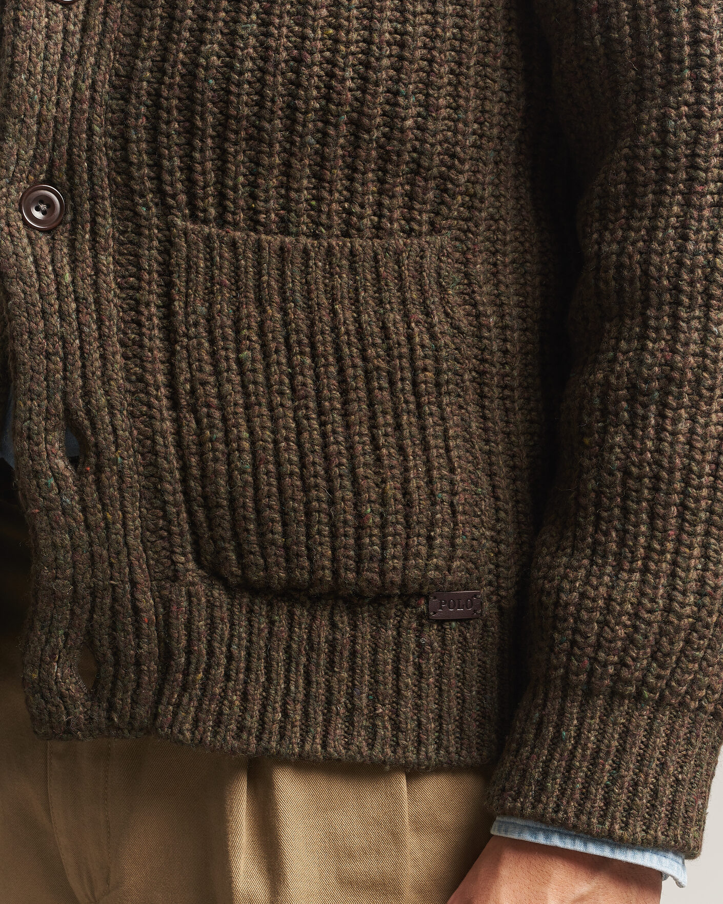 Herre | Trøjer | Polo Ralph Lauren | Wool Blend Shawl Collar Cardigan Olive Brown Marl