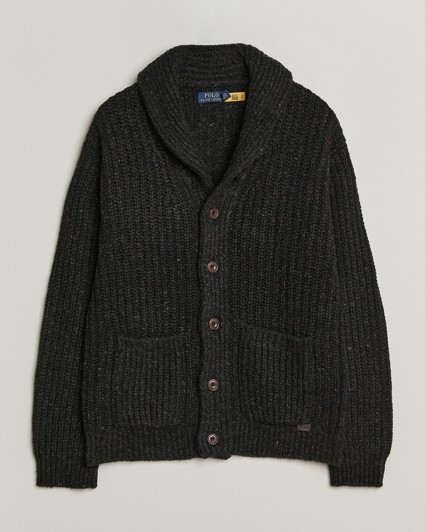 Herre | Trøjer | Polo Ralph Lauren | Wool Blend Shawl Collar Cardigan Black Marl
