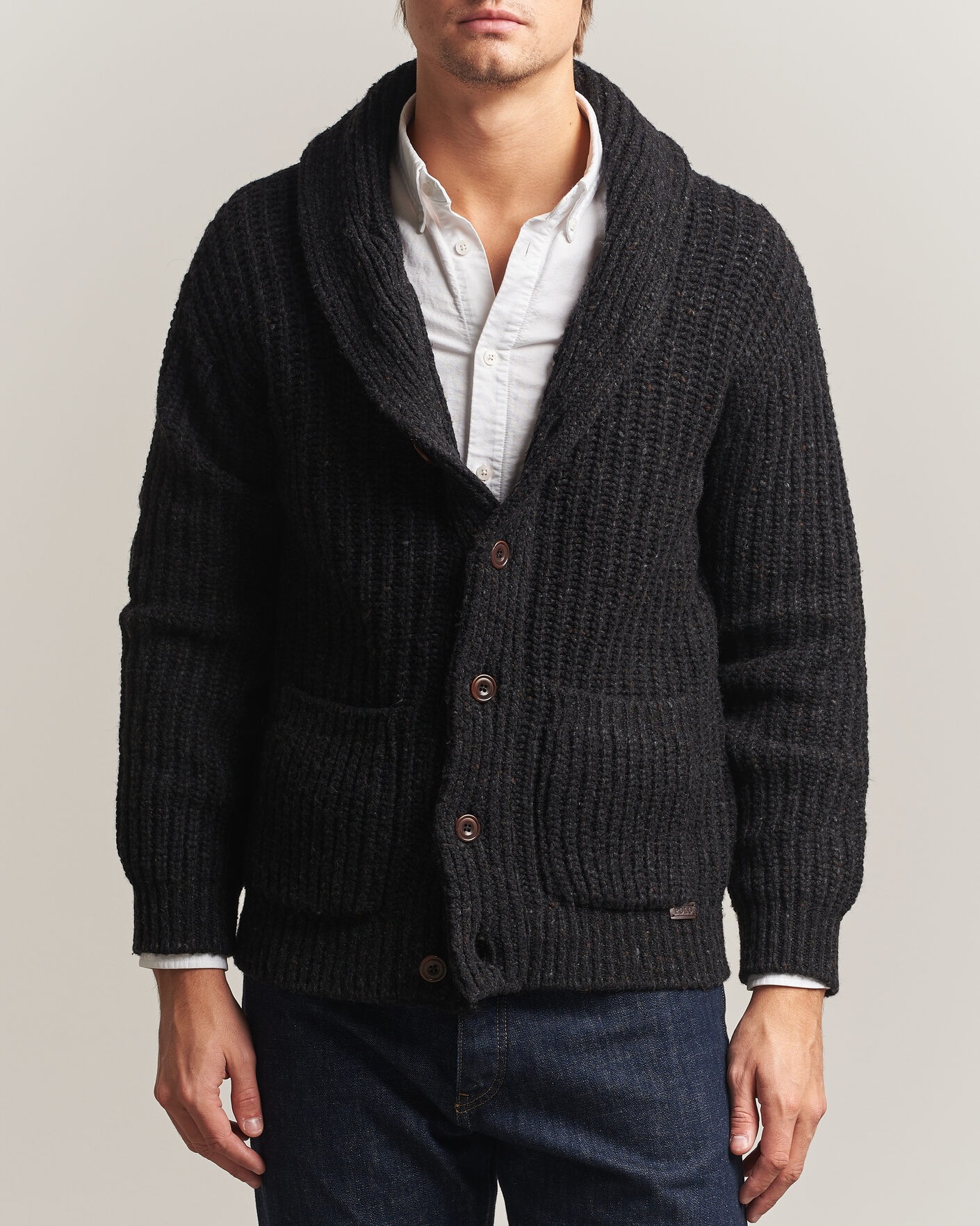 Herre | Trøjer | Polo Ralph Lauren | Wool Blend Shawl Collar Cardigan Black Marl