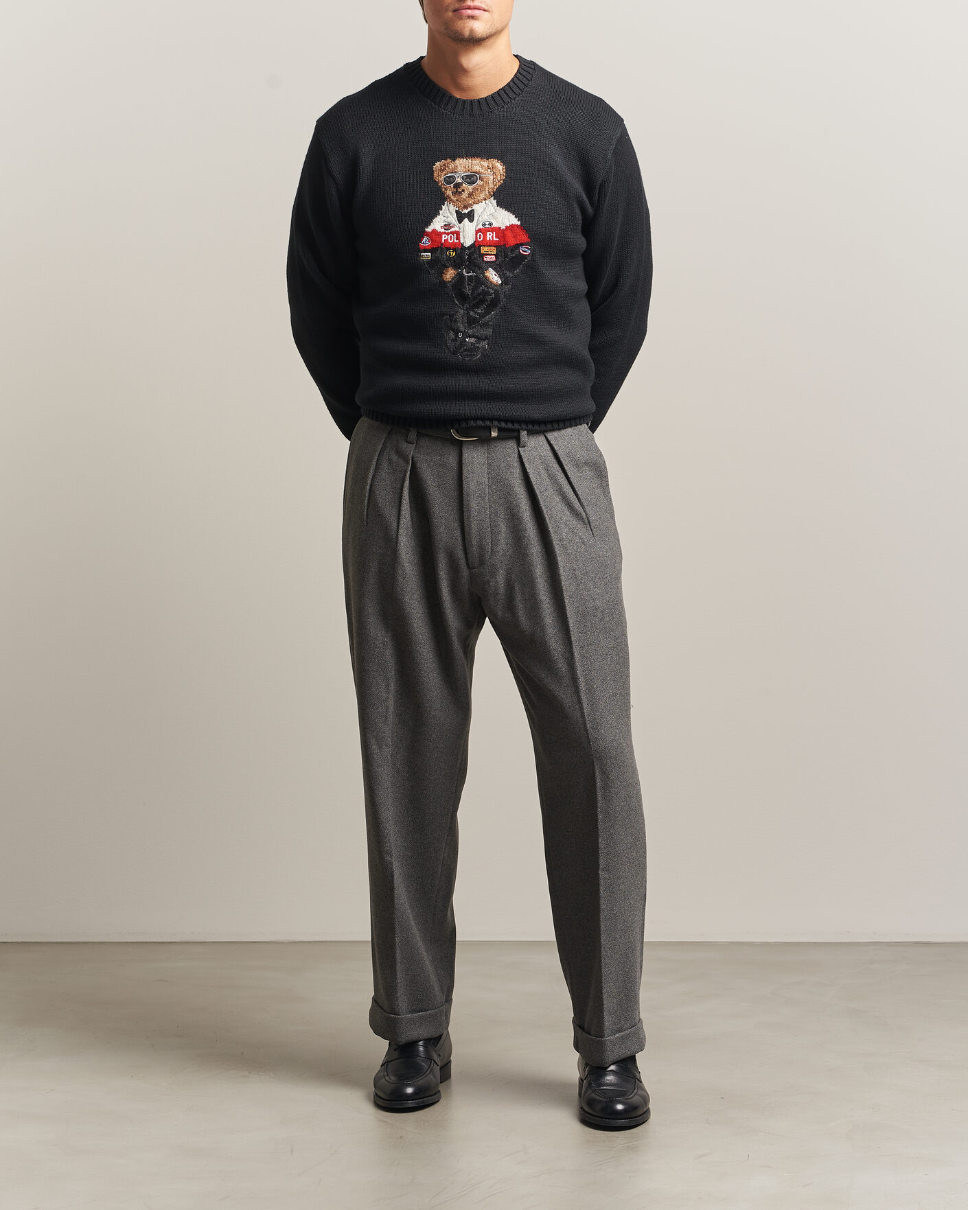 Herre | Trøjer | Polo Ralph Lauren | Cotton Blend Bear Sweater Polo Black
