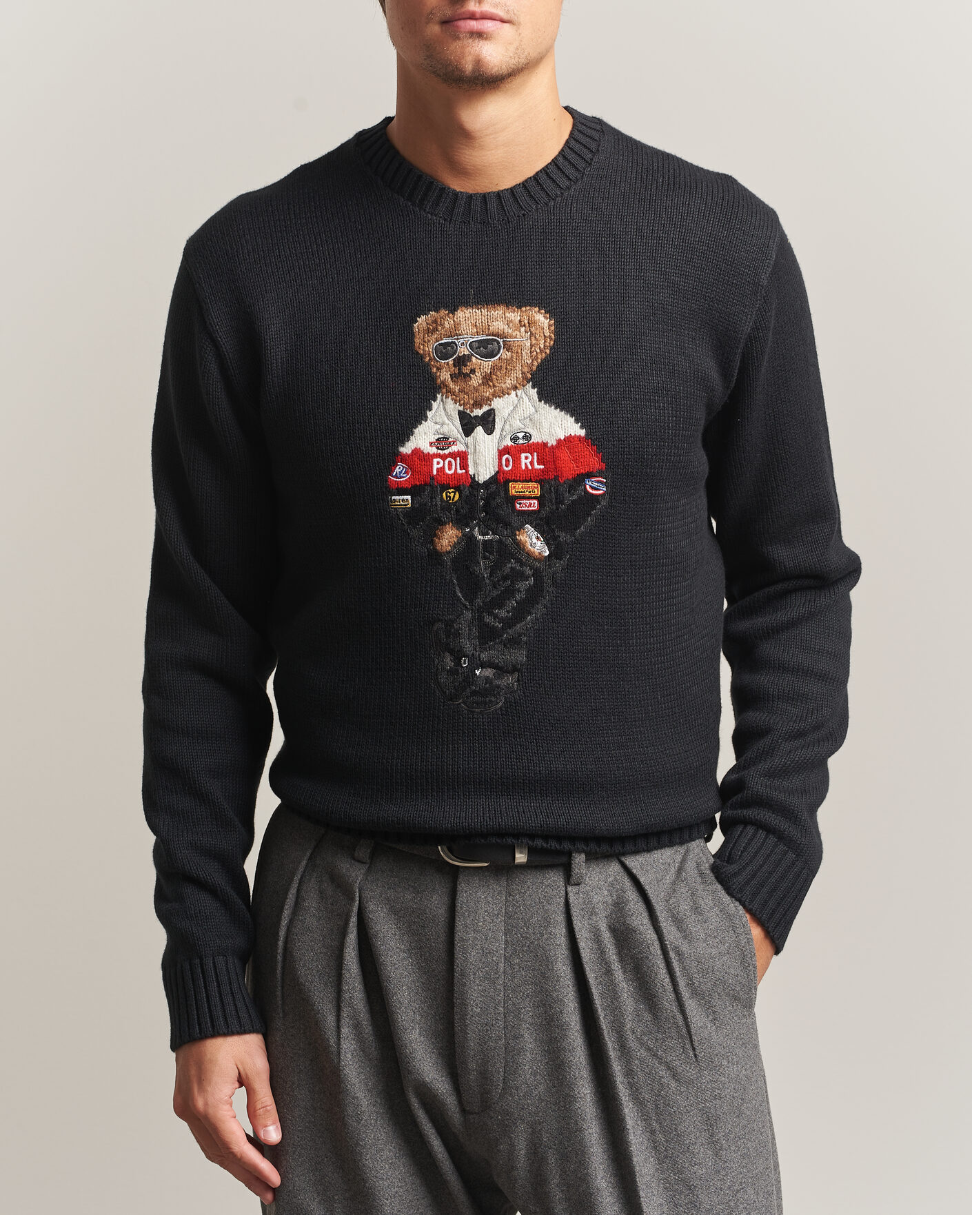 Herre | Trøjer | Polo Ralph Lauren | Cotton Blend Bear Sweater Polo Black