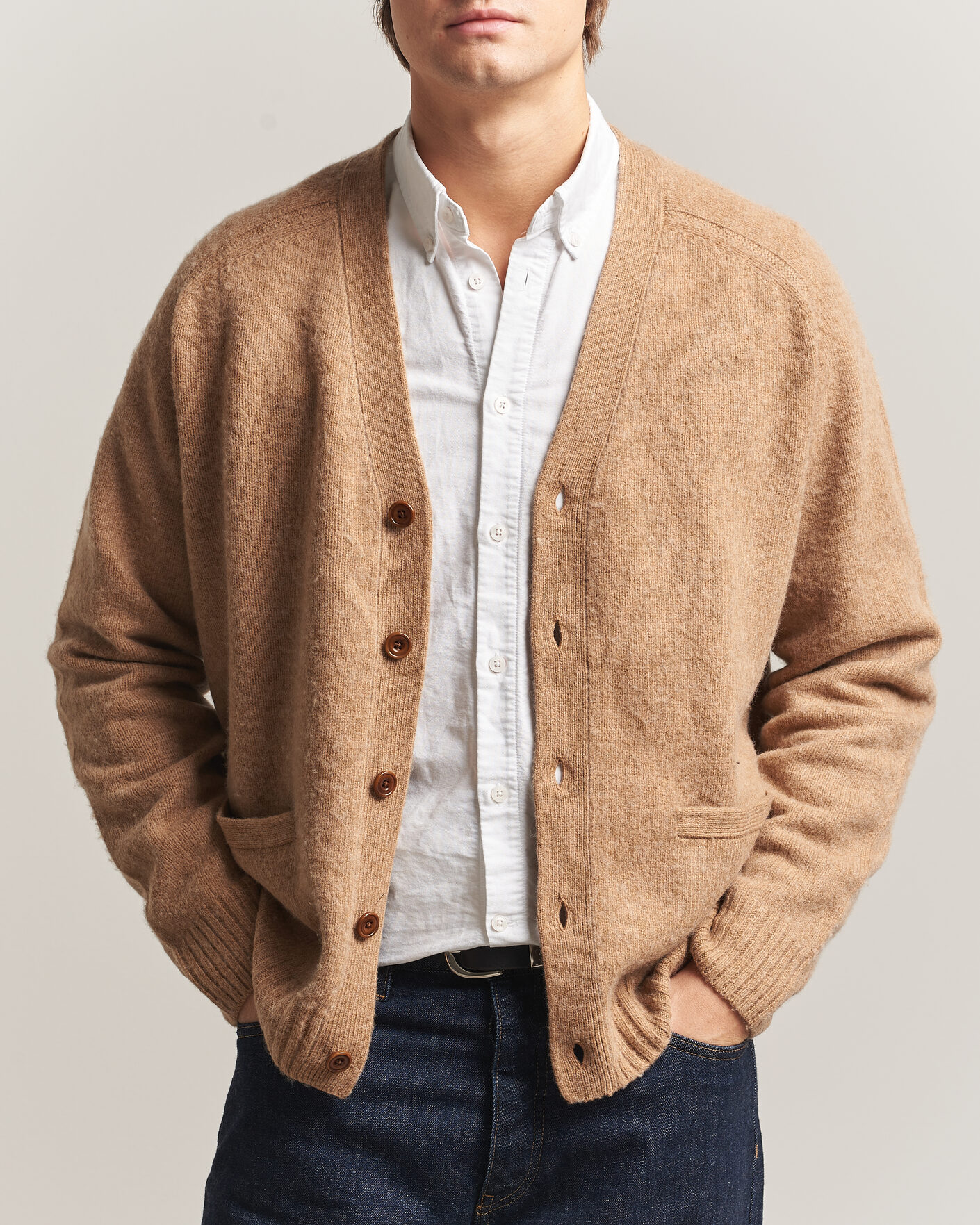 Herre | Trøjer | Polo Ralph Lauren | Wool/Cashmere Patch Cardigan Crouton Tan Heather