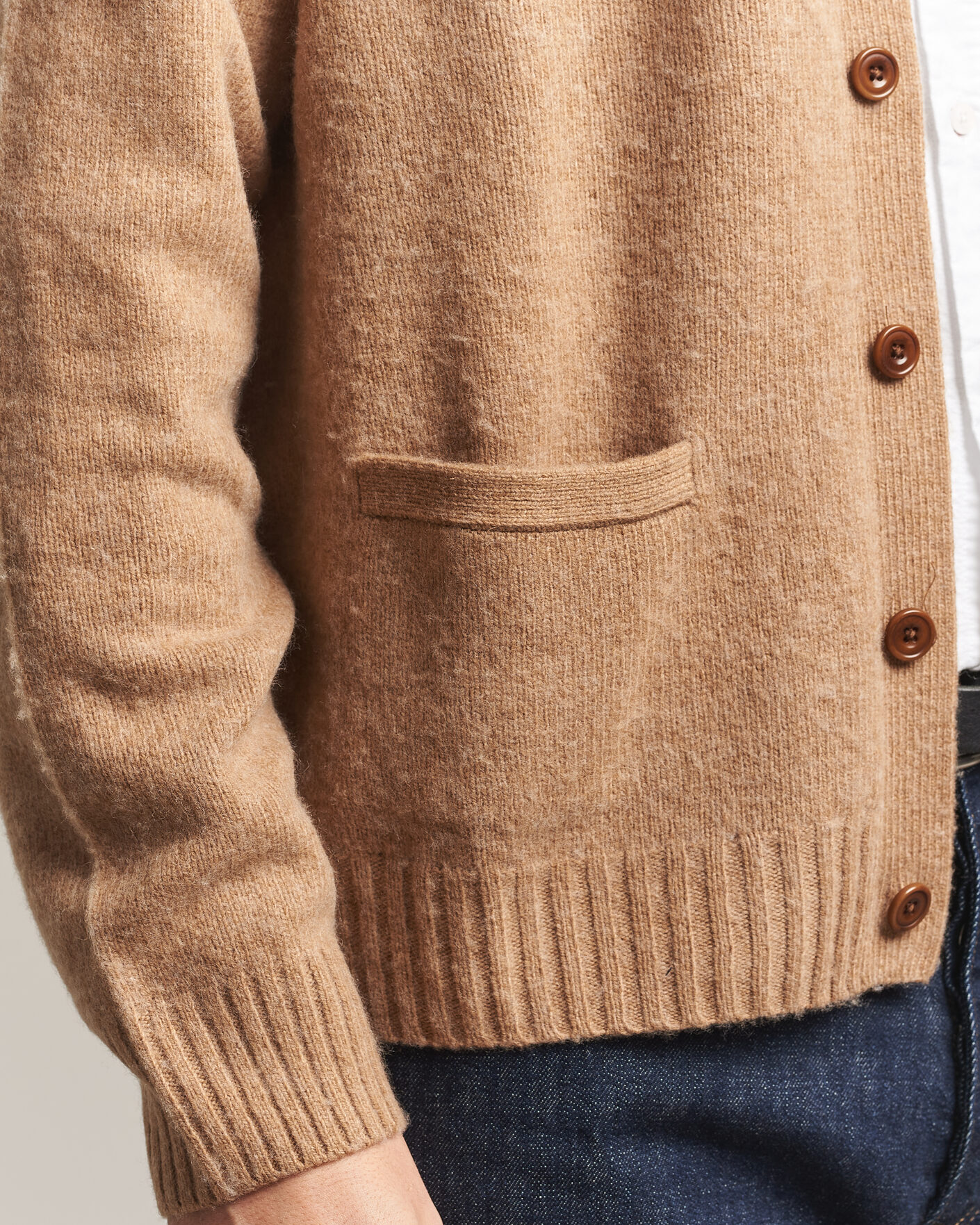 Herre | Trøjer | Polo Ralph Lauren | Wool/Cashmere Patch Cardigan Crouton Tan Heather